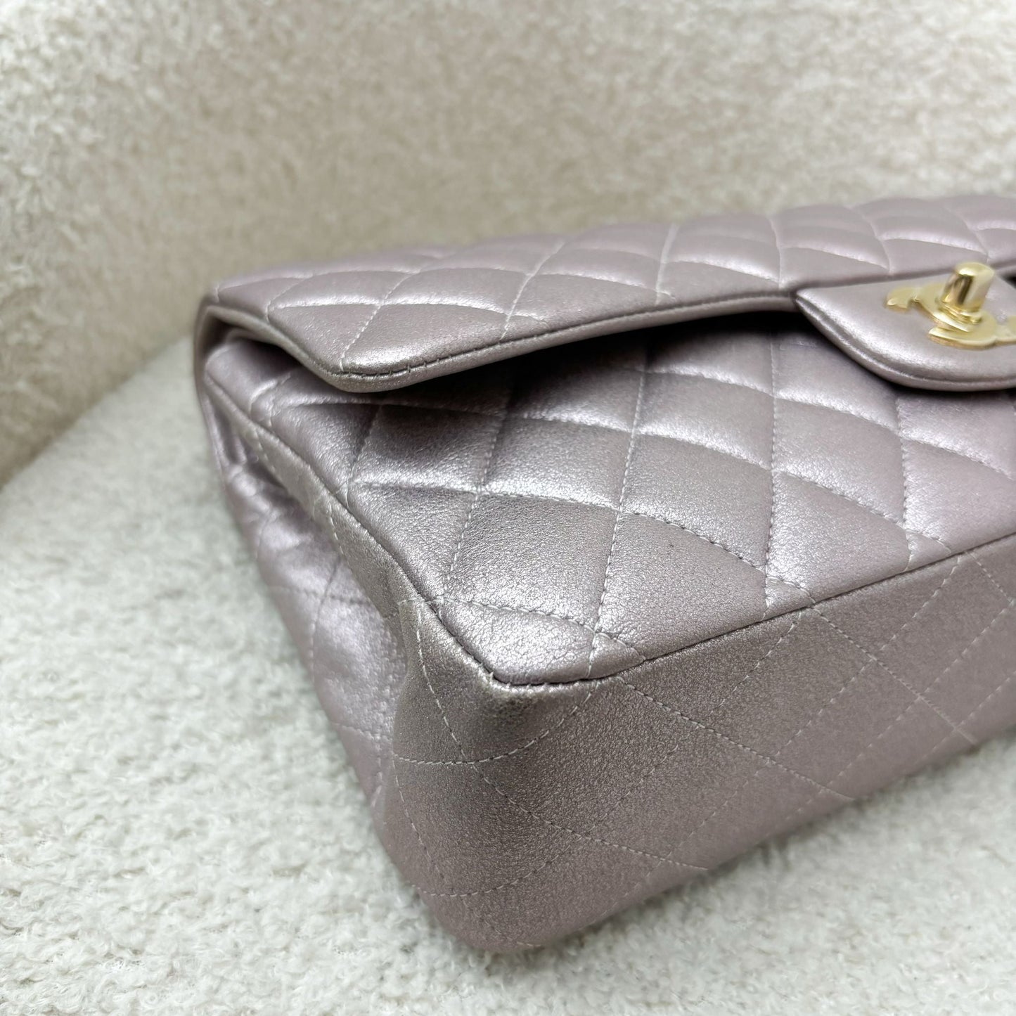 Chanel Medium Classic Flap CF in Metallic Pink Leather and LGHW