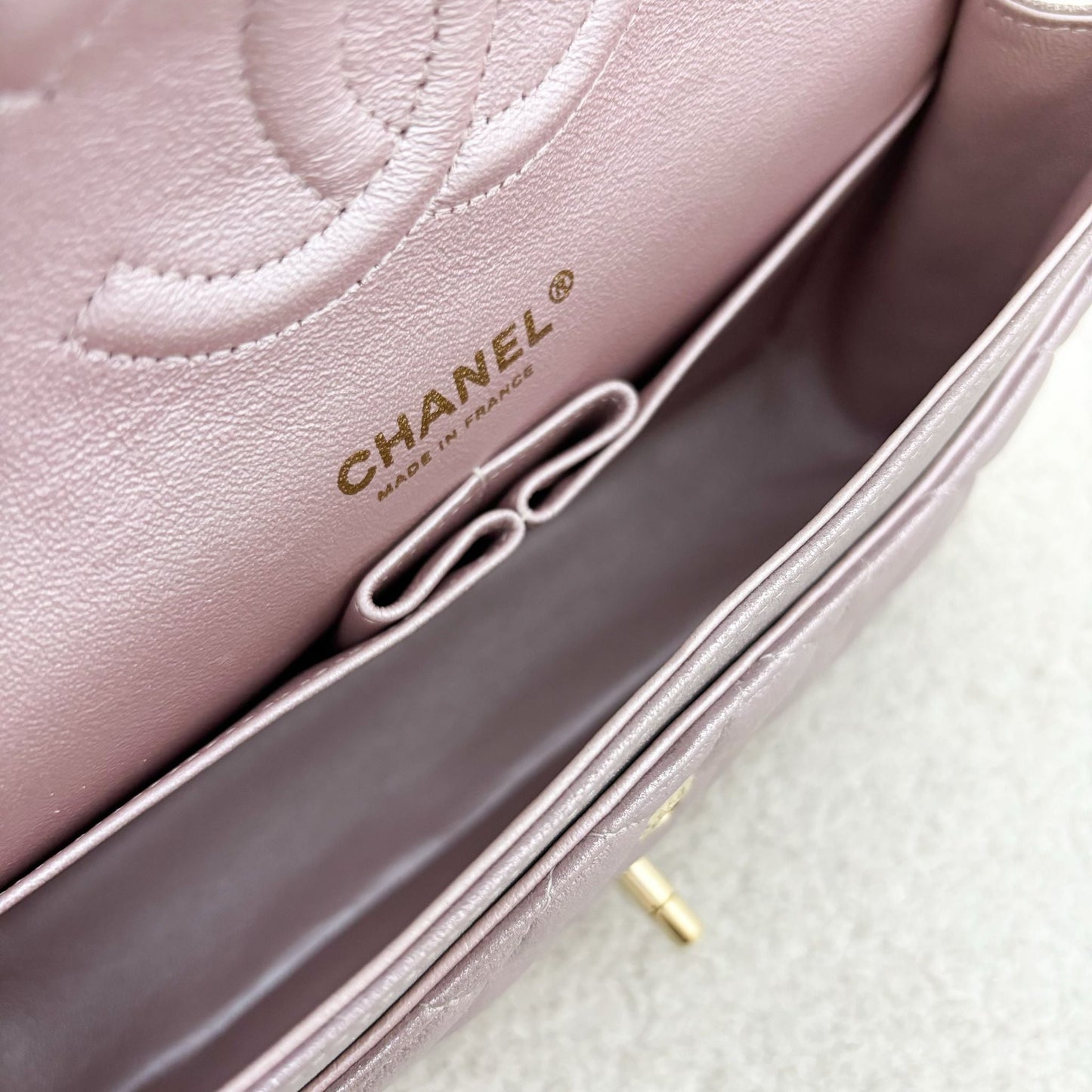 Chanel Medium Classic Flap CF in Metallic Pink Leather and LGHW