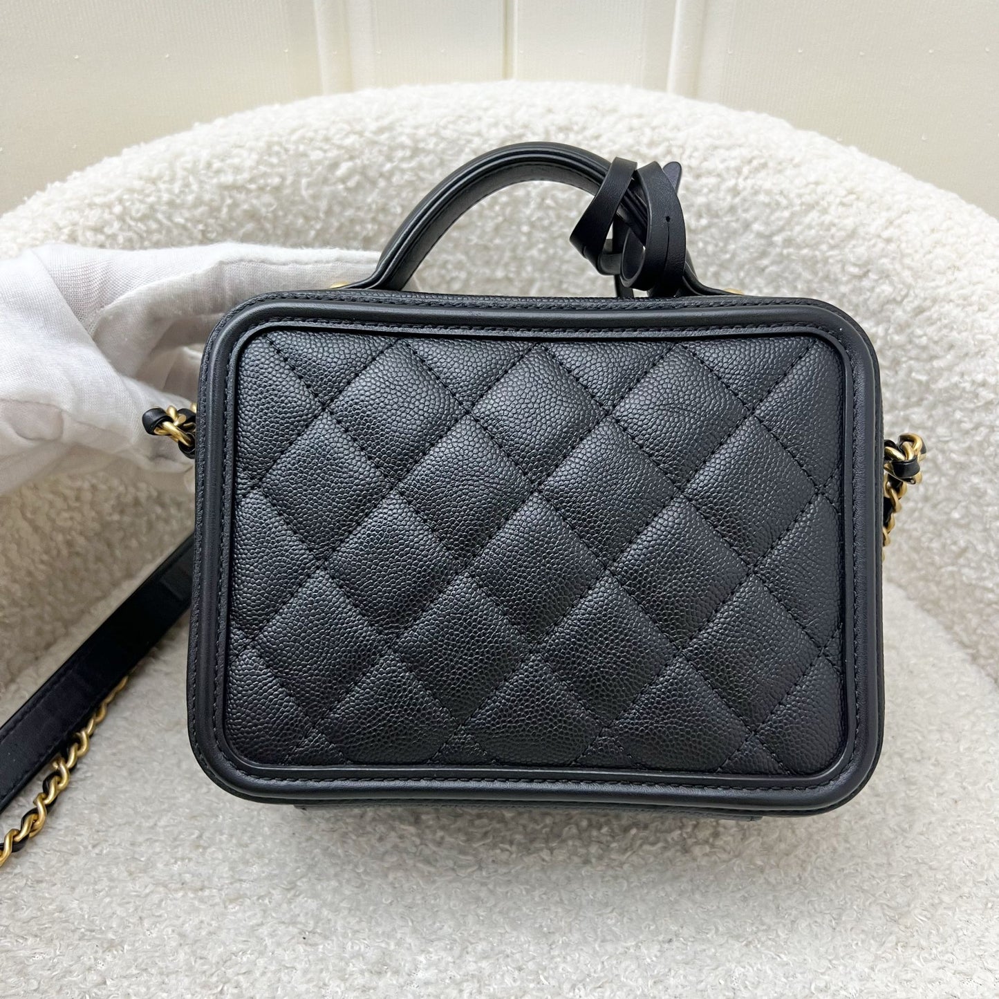 Chanel Small Filigree Vanity Bag in Black Caviar, Black Trim and AGHW