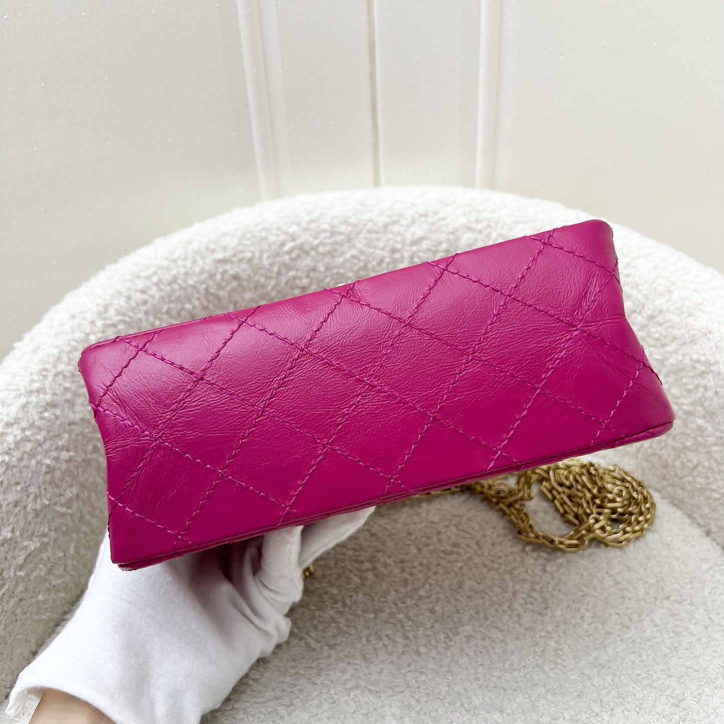 Chanel Classic 2.55 Reissue Mini Flap in Pink Distressed Calfskin and AGHW