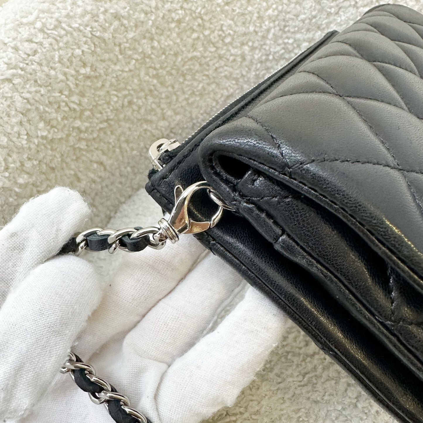 Chanel 14P Mini Crossbody Flap Bag with Zip Compartment in Black Lambskin and SHW