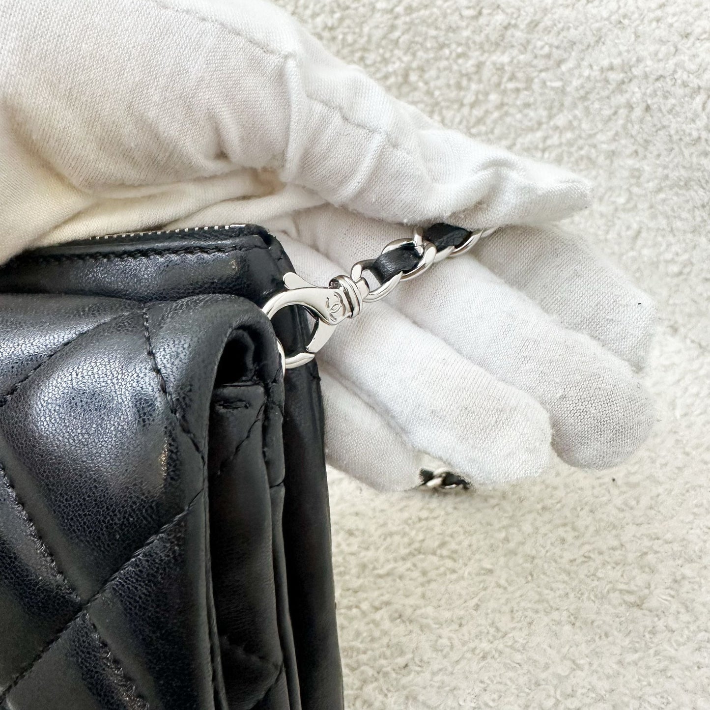 Chanel 14P Mini Crossbody Flap Bag with Zip Compartment in Black Lambskin and SHW