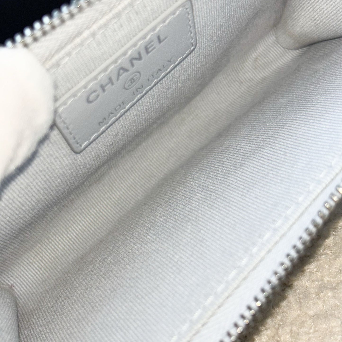 Chanel Zipped Card Holder with Coin Compartment in Light Blue Caviar and SHW