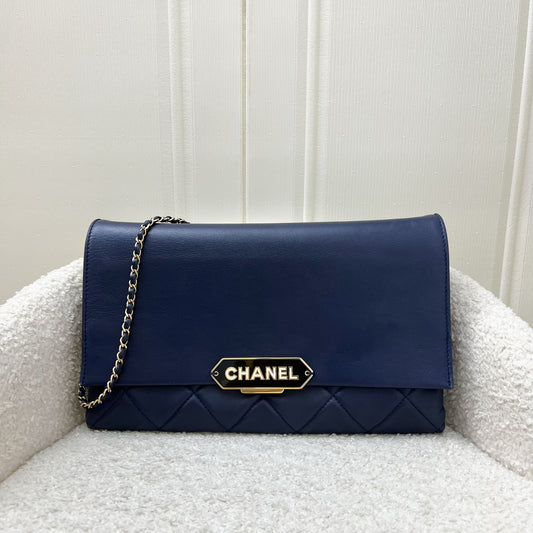 Chanel Seasonal Clutch With Chain in Navy Blue Lambskin and LGHW