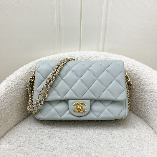 Chanel 23C Seasonal Chain Around Mini Flap in Grey Lambskin and LGHW