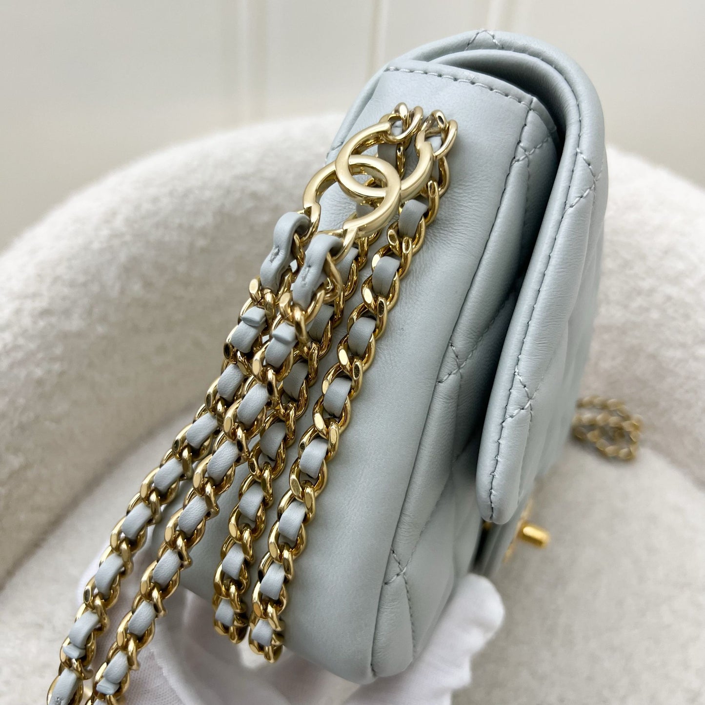 Chanel 23C Seasonal Chain Around Mini Flap in Grey Lambskin and LGHW