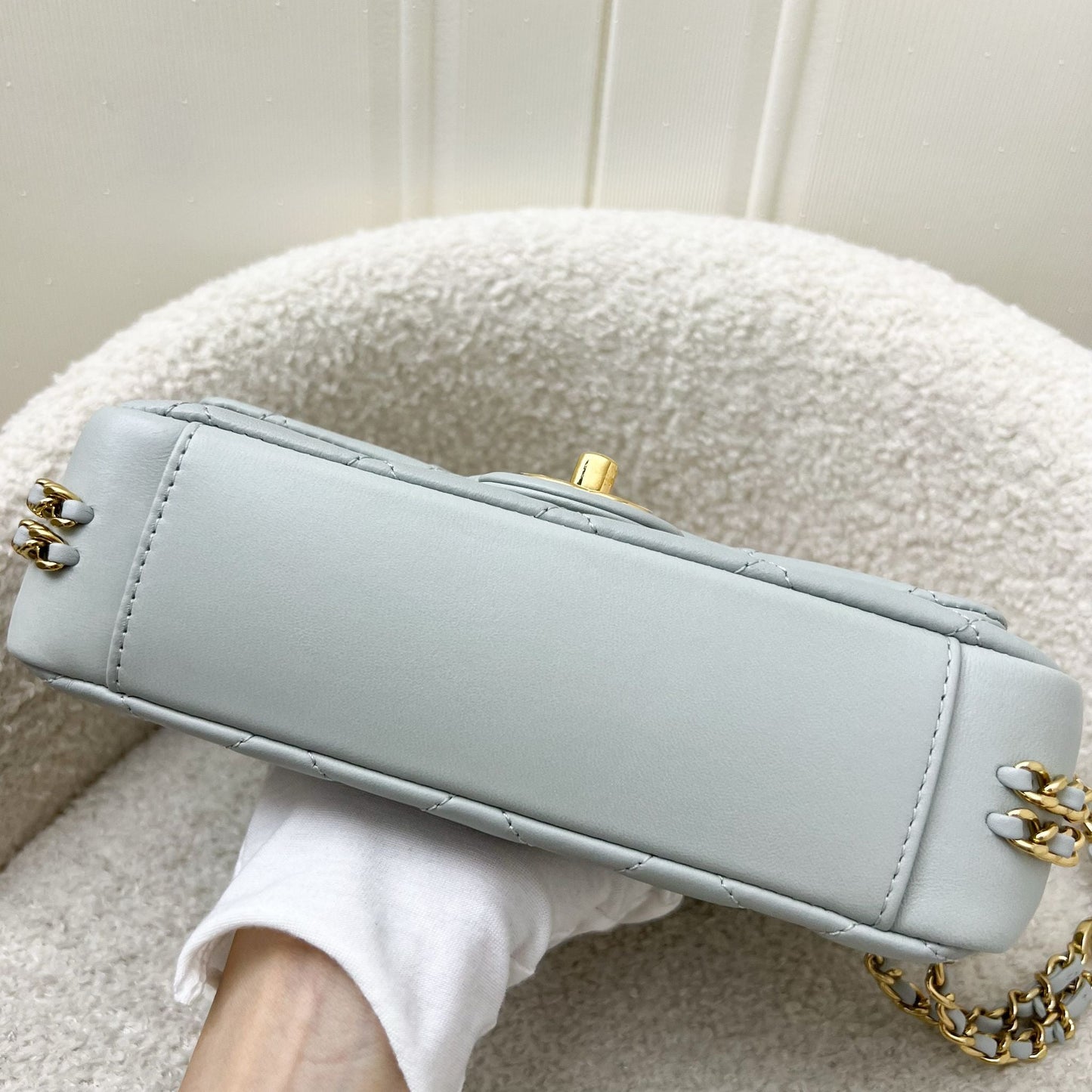 Chanel 23C Seasonal Chain Around Mini Flap in Grey Lambskin and LGHW