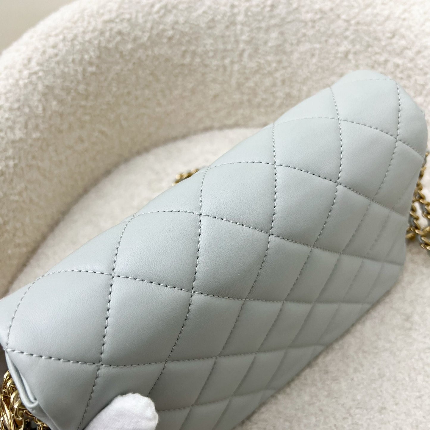 Chanel 23C Seasonal Chain Around Mini Flap in Grey Lambskin and LGHW