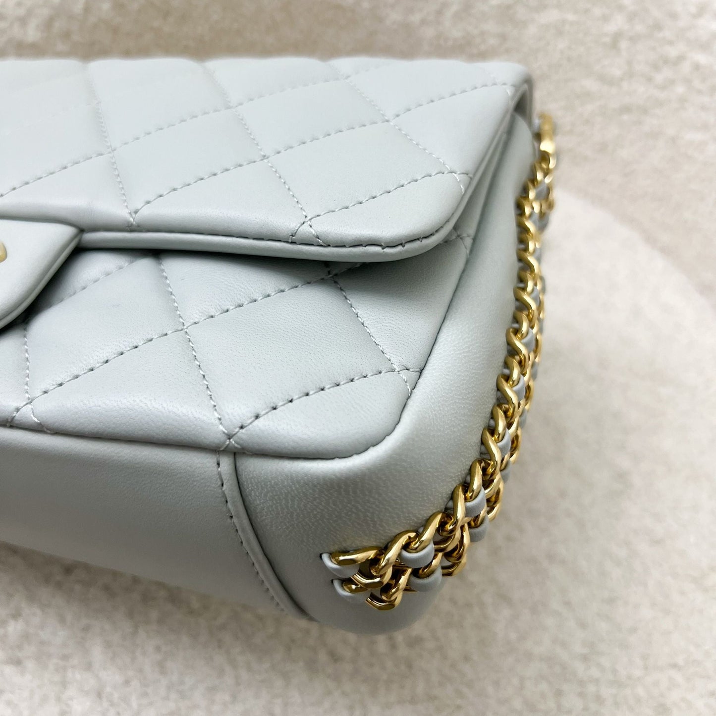 Chanel 23C Seasonal Chain Around Mini Flap in Grey Lambskin and LGHW
