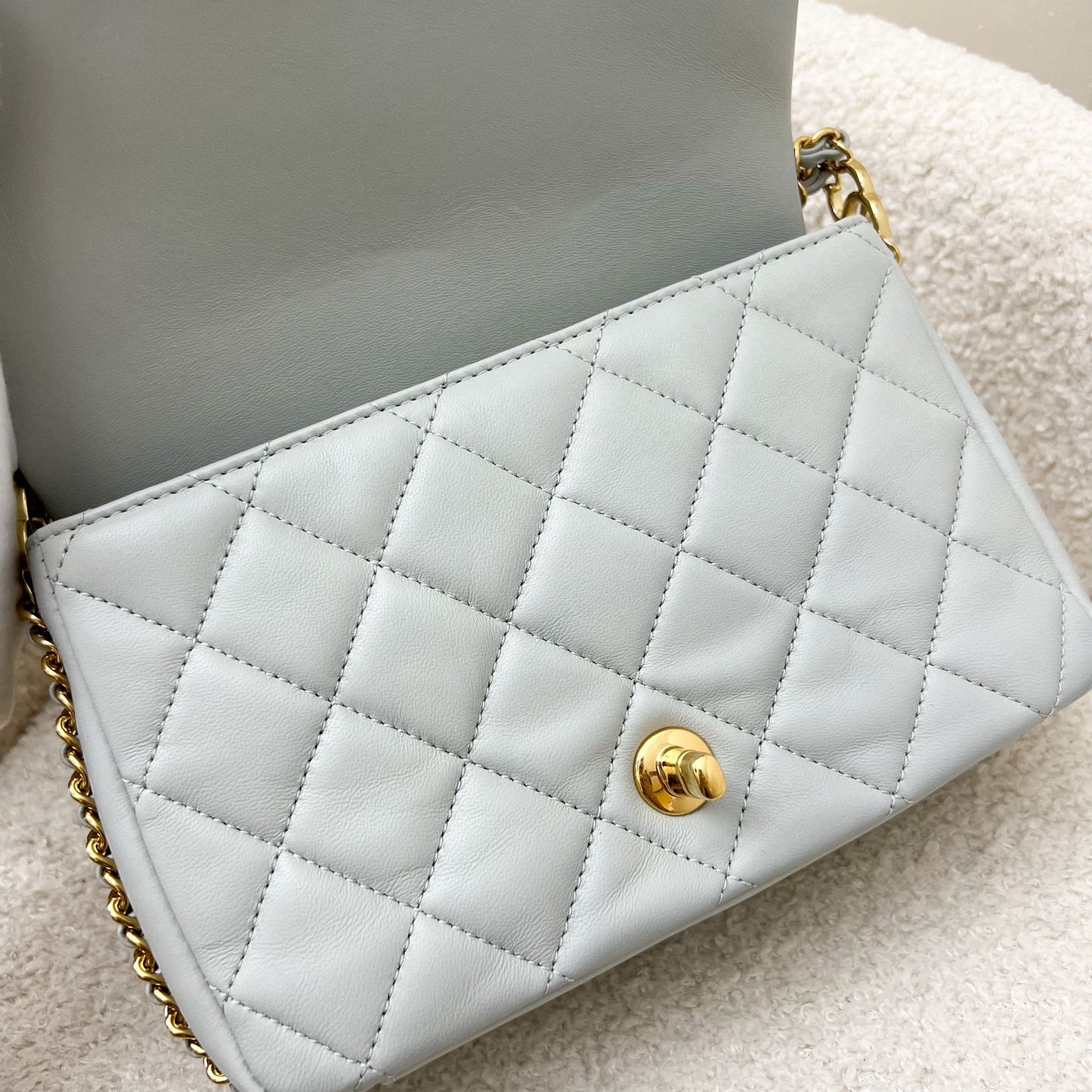Chanel 23C Seasonal Chain Around Mini Flap in Grey Lambskin and LGHW