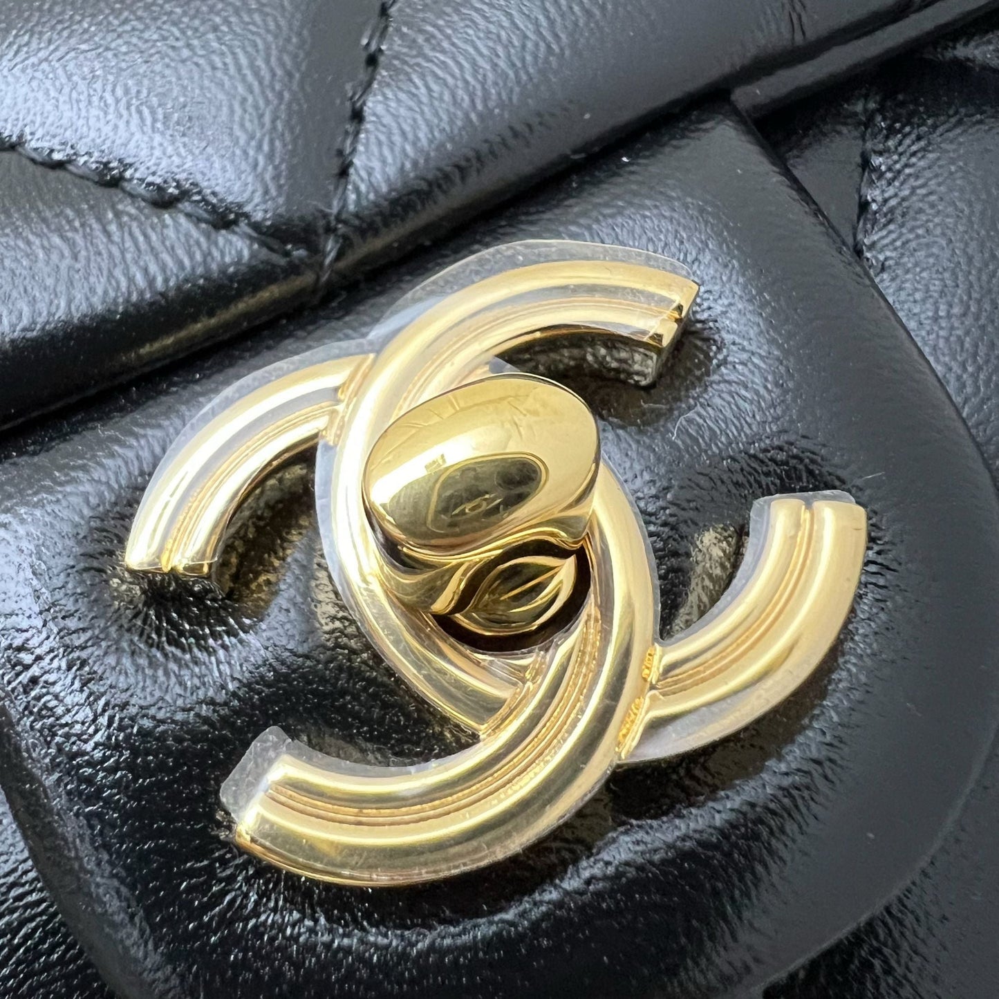 Chanel 23S Top Handle Small / Mini 21cm Flap in Black Lambskin and Shiny GHW