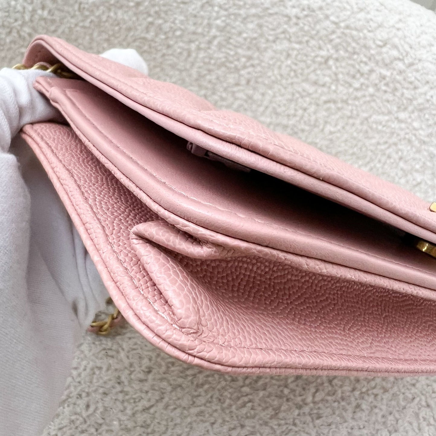 Chanel Boy Wallet on Chain WOC in Light Pink Caviar and AGHW