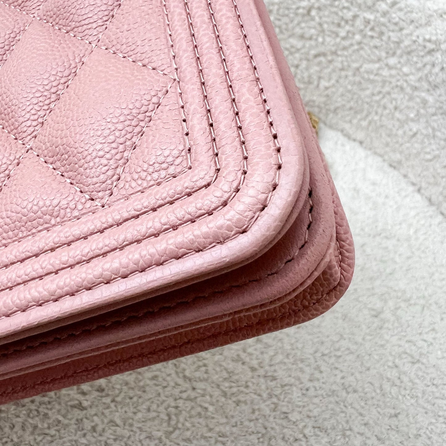 Chanel Boy Wallet on Chain WOC in Light Pink Caviar and AGHW