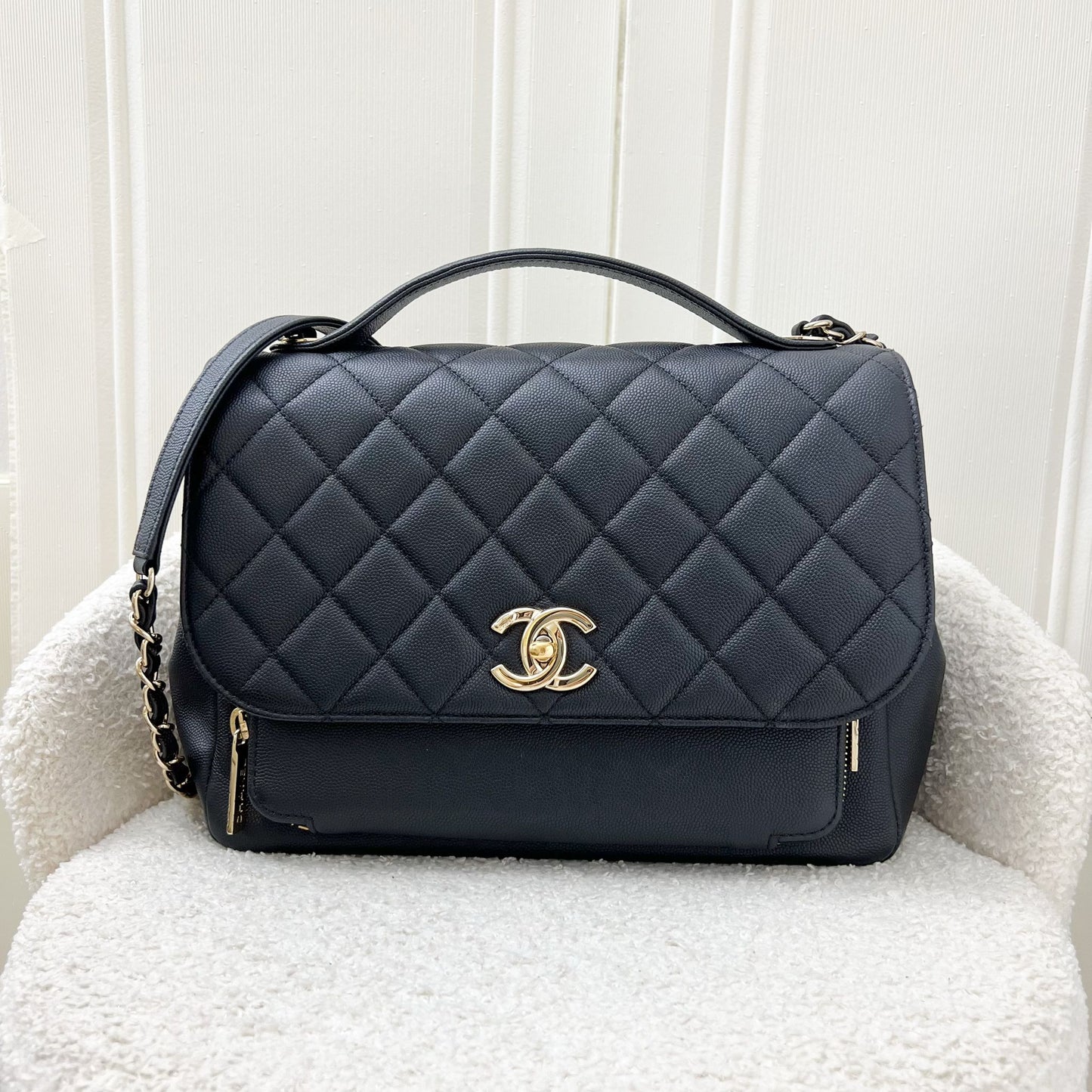 Chanel Large Business Affinity Flap in Black Caviar and LGHW