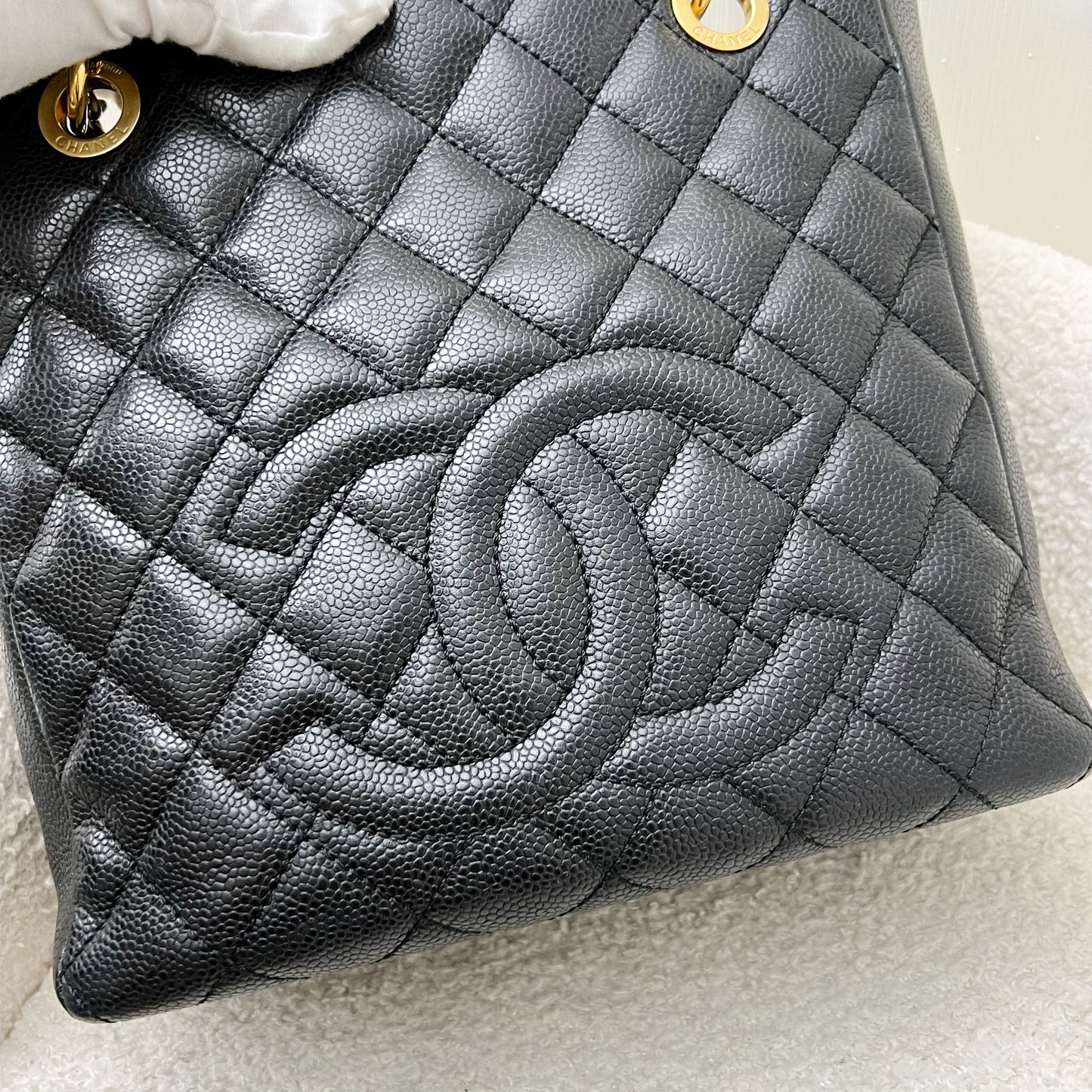 Chanel Petite Shopping Tote PST in Black Caviar and GHW