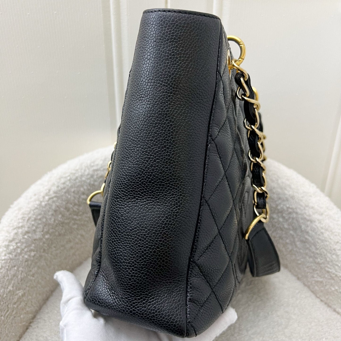 Chanel Petite Shopping Tote PST in Black Caviar and GHW