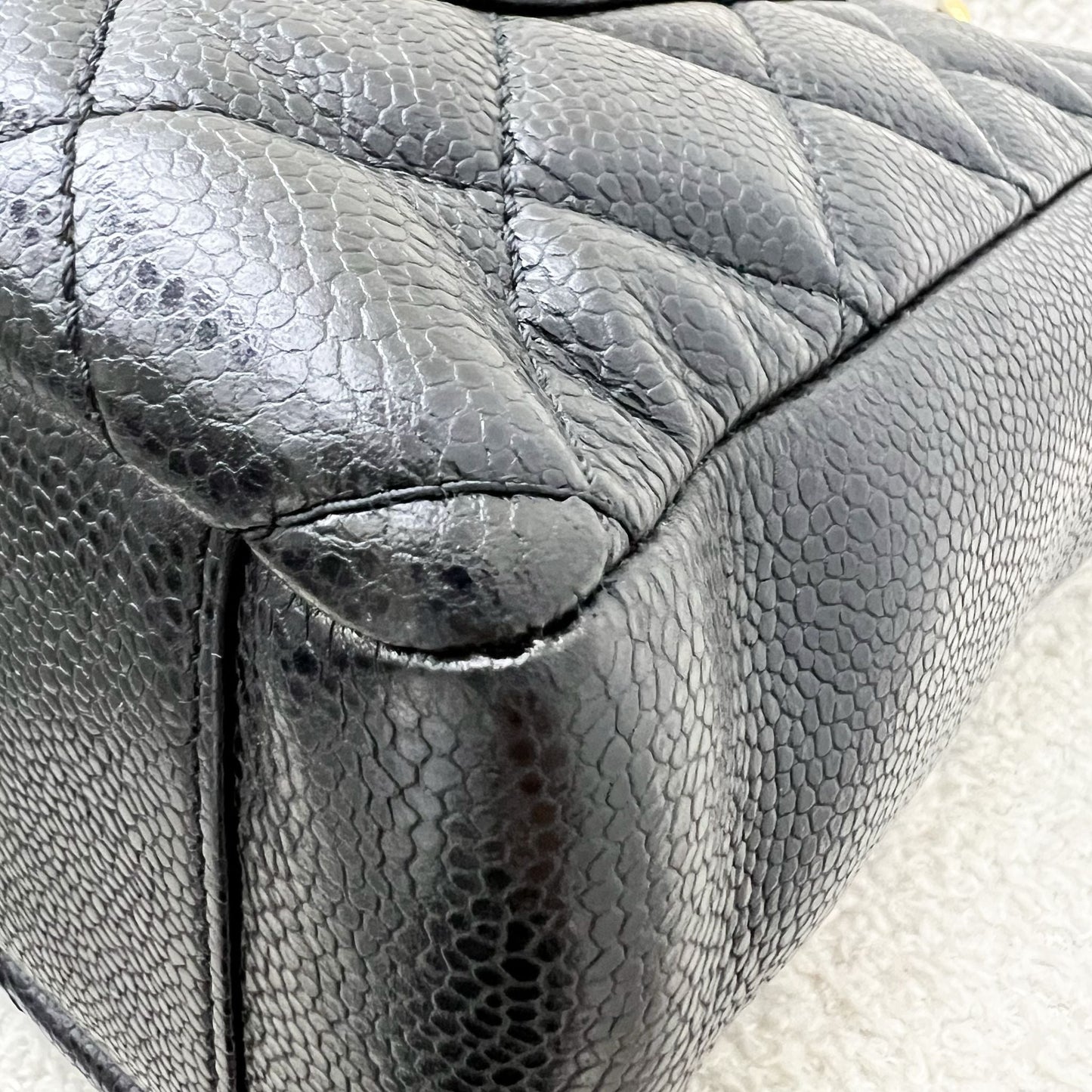 Chanel Petite Shopping Tote PST in Black Caviar and GHW