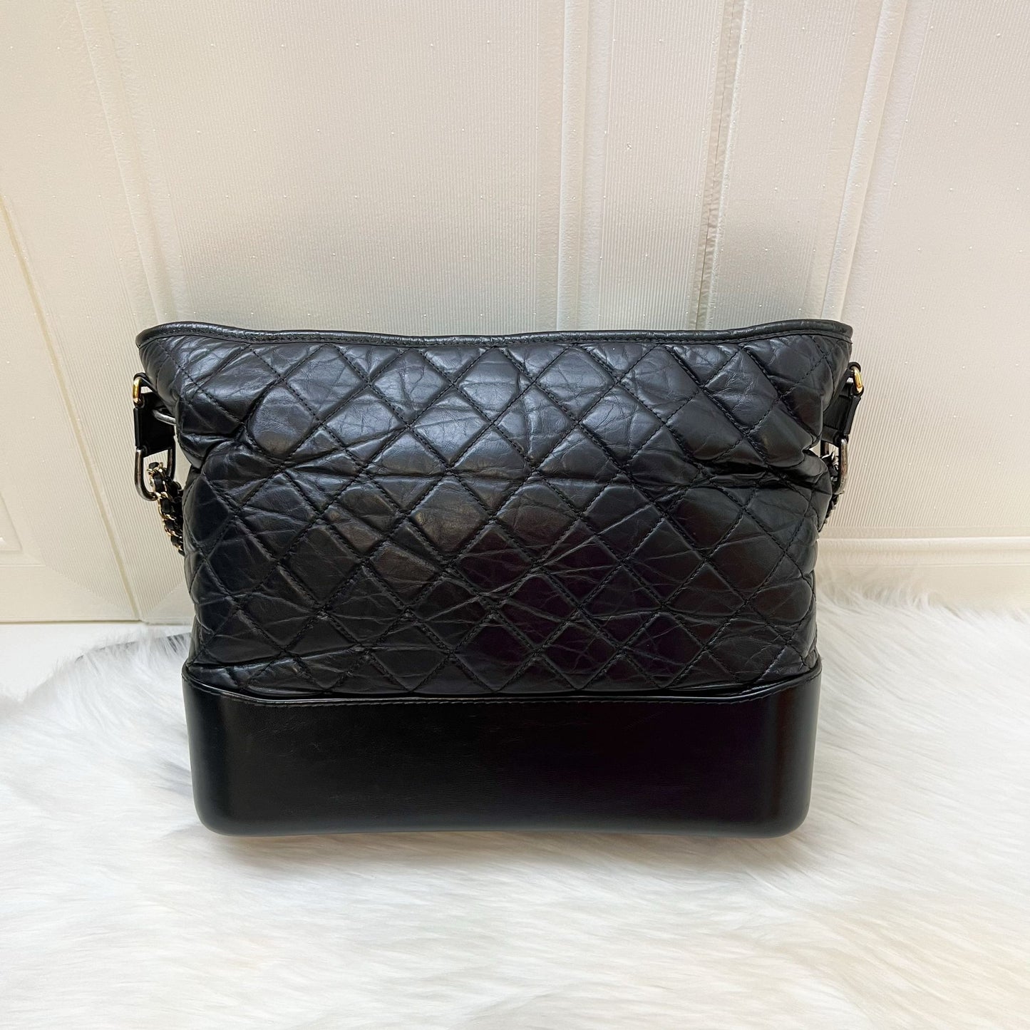 Chanel Large Gabrielle Hobo in Black Distressed Calfskin and 3 Tone HW