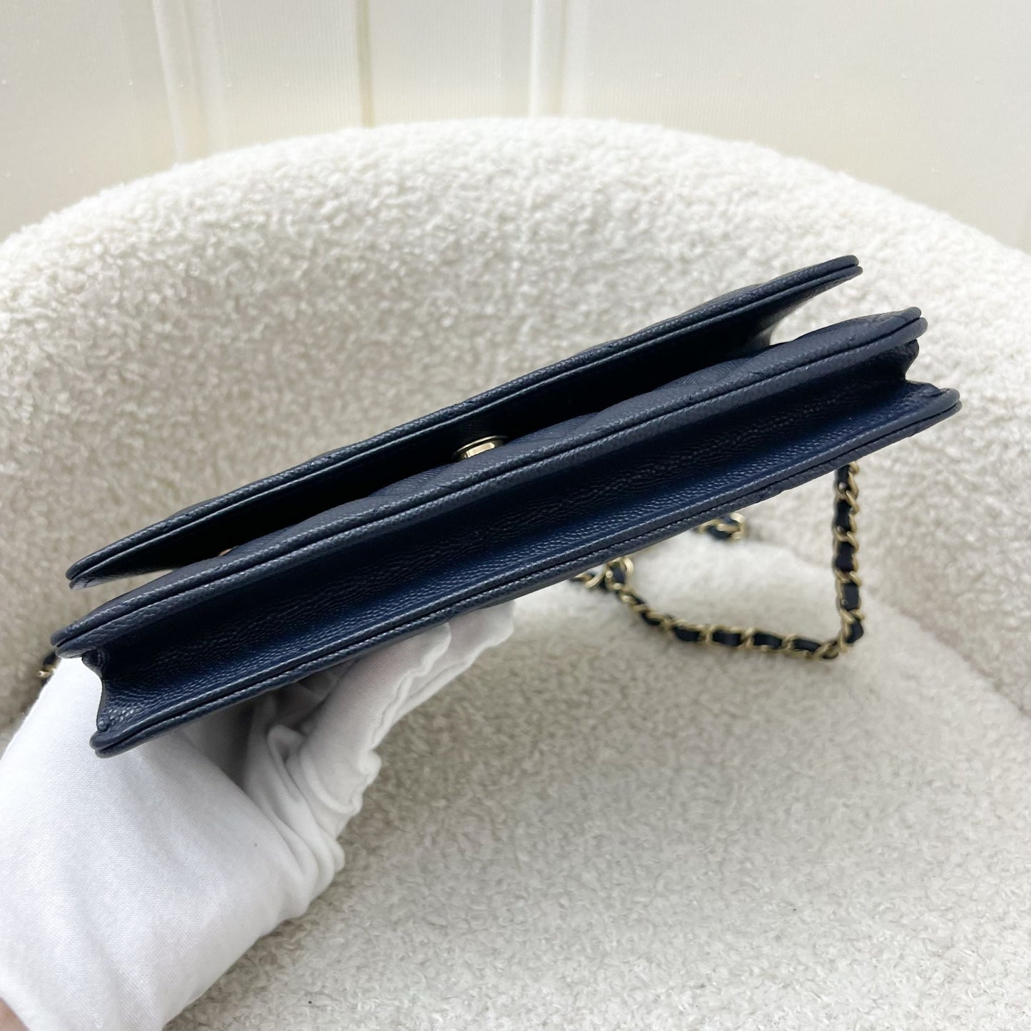 Chanel Classic Wallet on Chain WOC in Navy Blue Caviar and LGHW