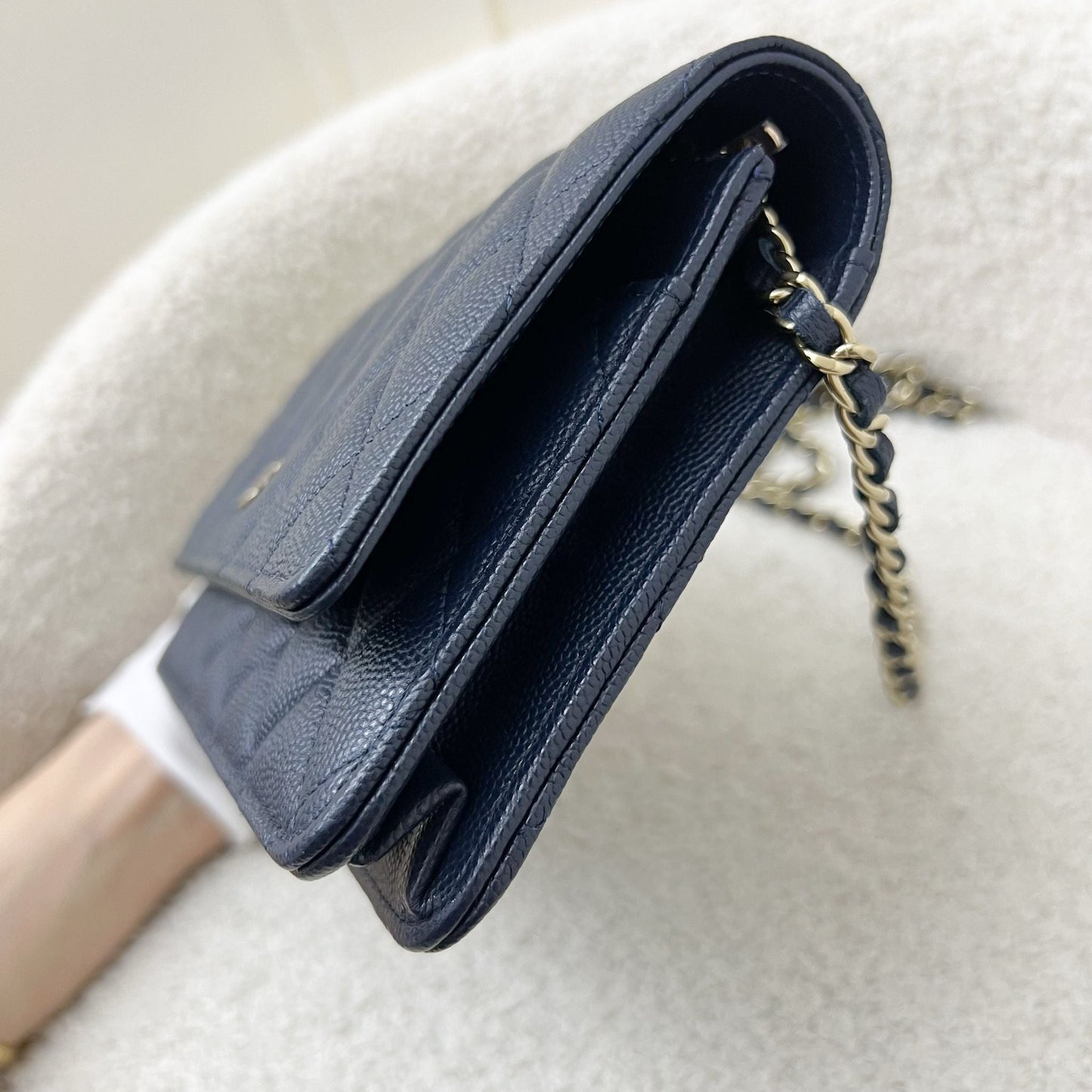 Chanel Classic Wallet on Chain WOC in Navy Blue Caviar and LGHW