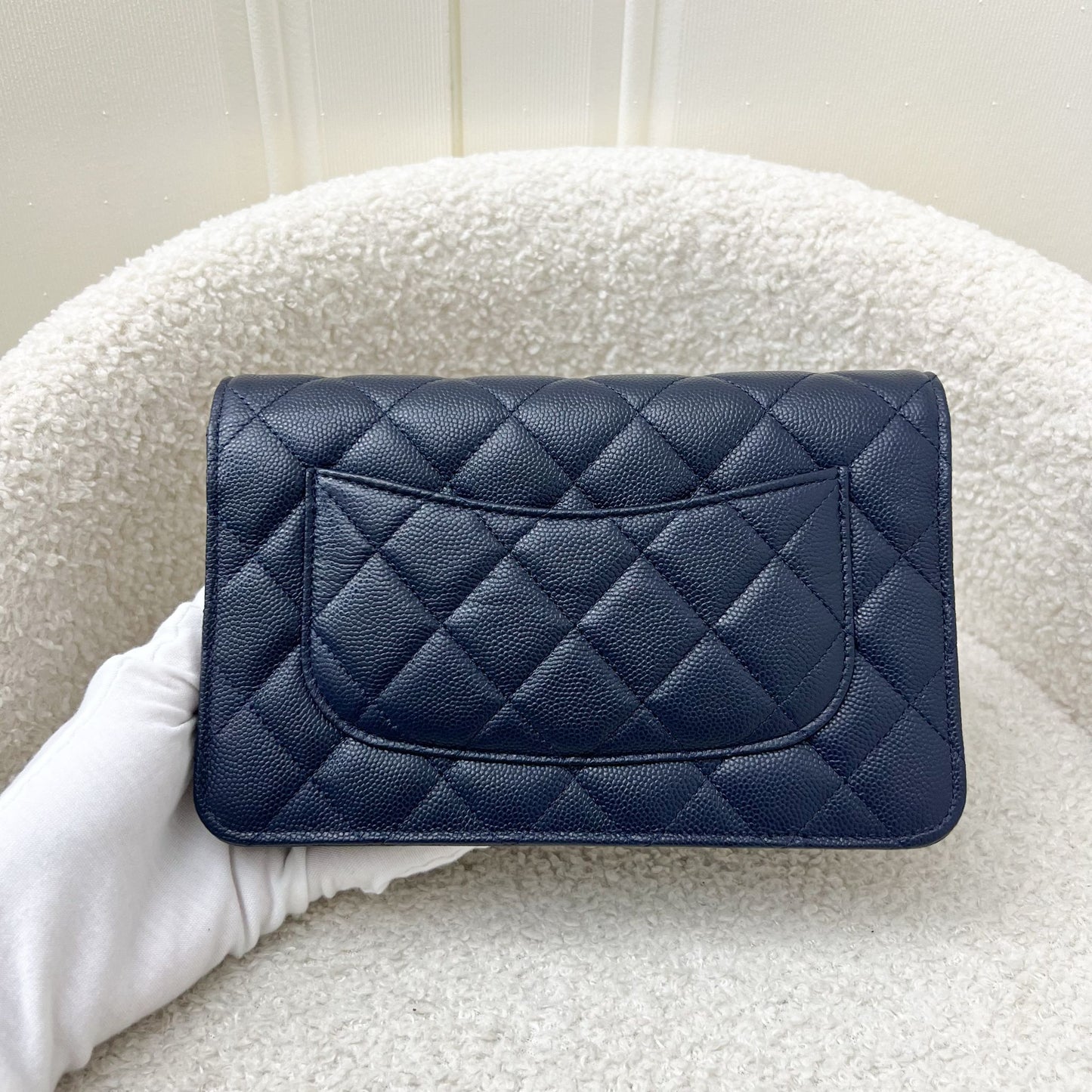 Chanel Classic Wallet on Chain WOC in Navy Blue Caviar and LGHW