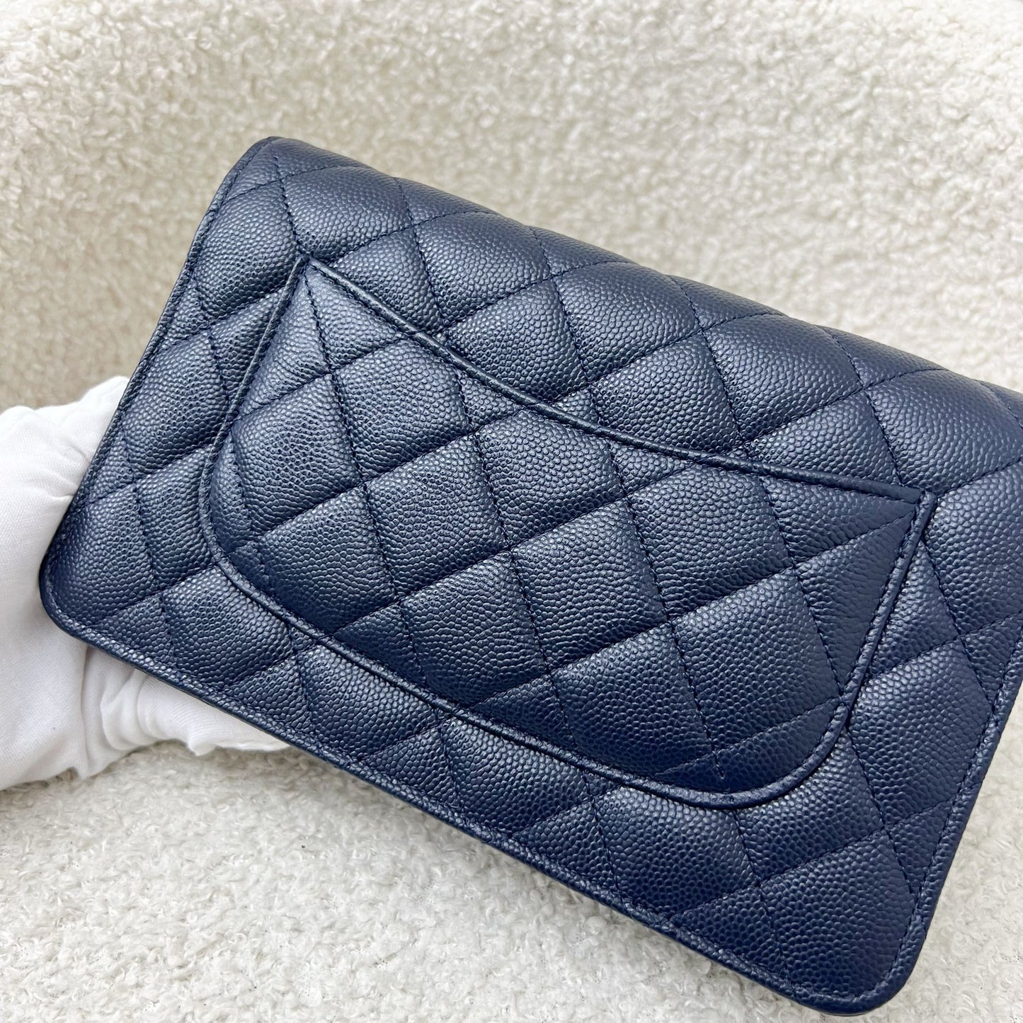 Chanel Classic Wallet on Chain WOC in Navy Blue Caviar and LGHW