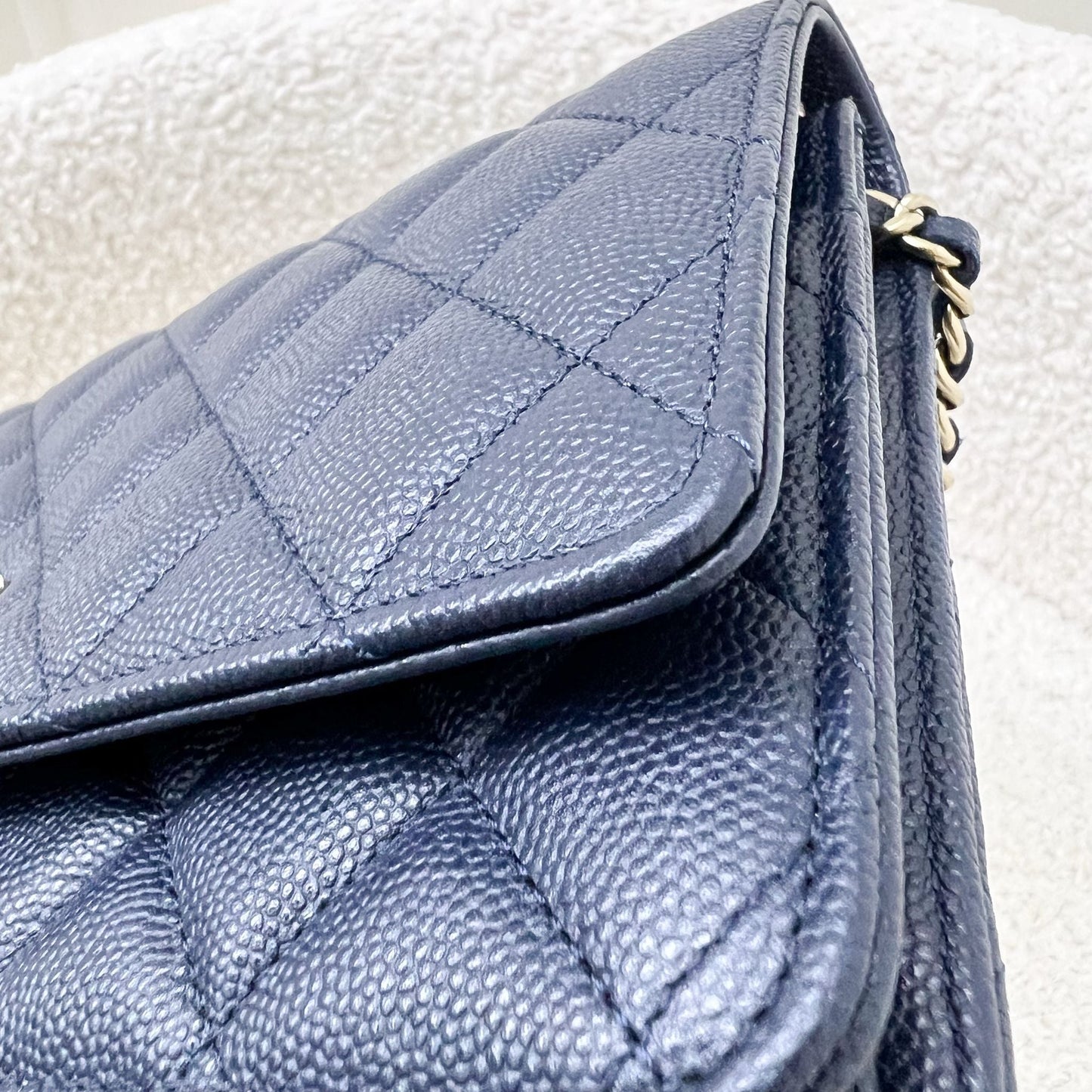 Chanel Classic Wallet on Chain WOC in Navy Blue Caviar and LGHW