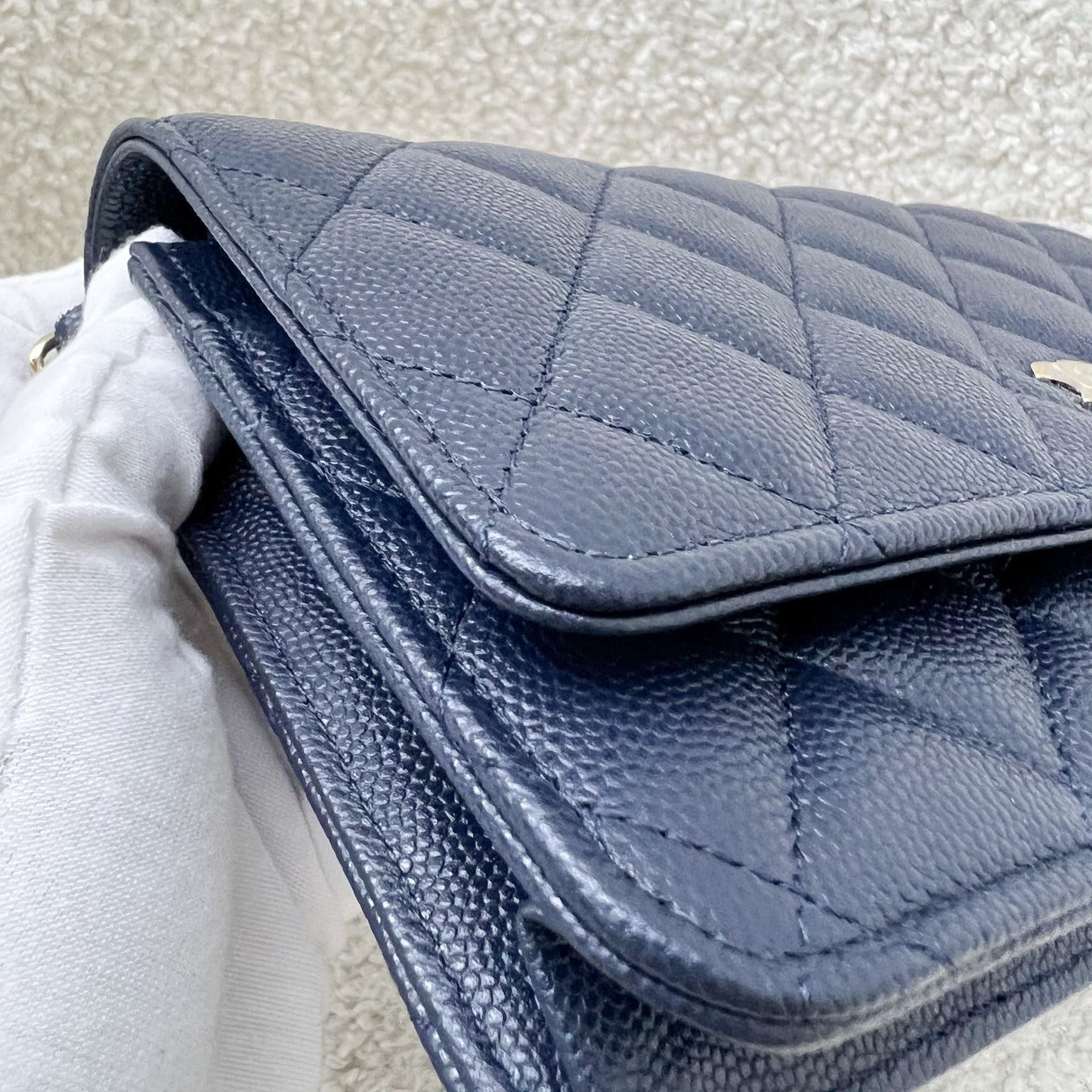 Chanel Classic Wallet on Chain WOC in Navy Blue Caviar and LGHW