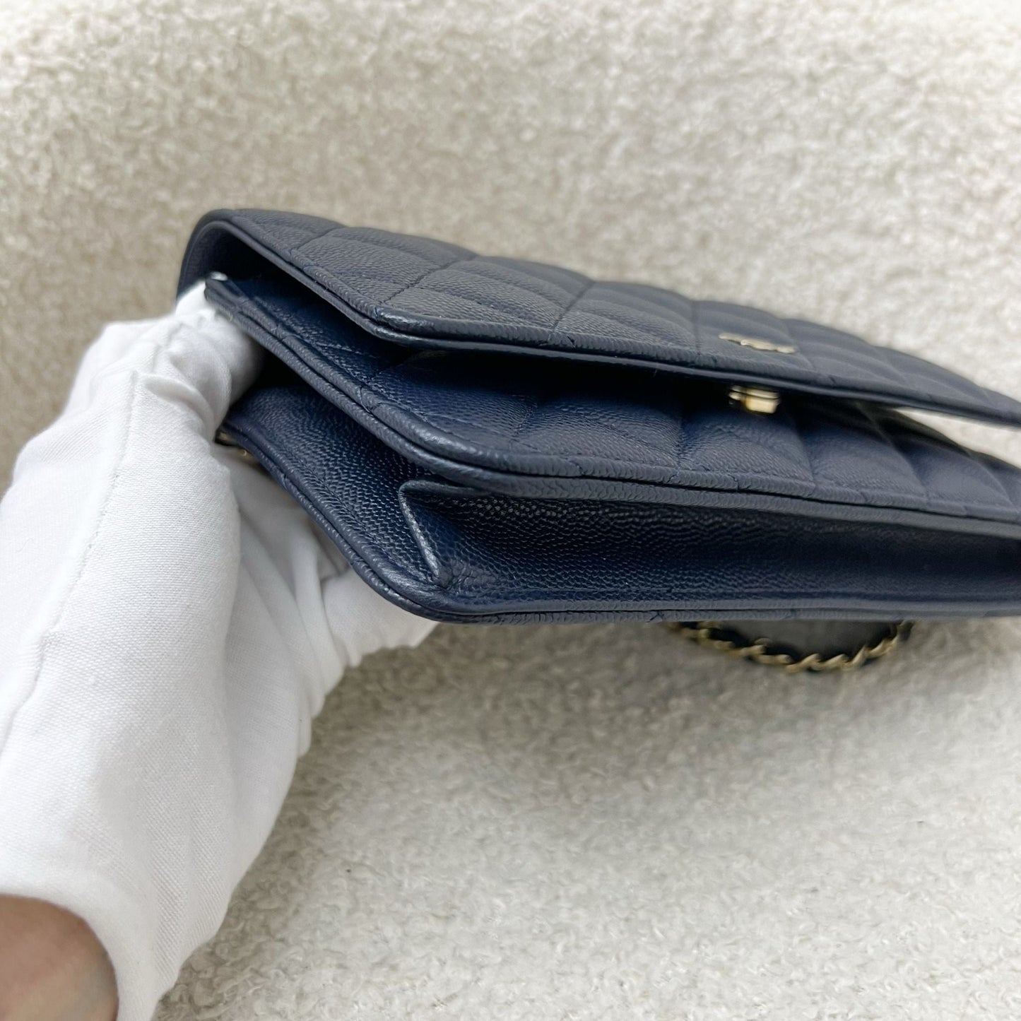 Chanel Classic Wallet on Chain WOC in Navy Blue Caviar and LGHW