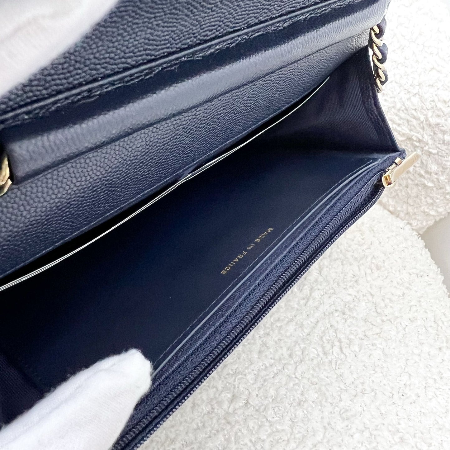 Chanel Classic Wallet on Chain WOC in Navy Blue Caviar and LGHW