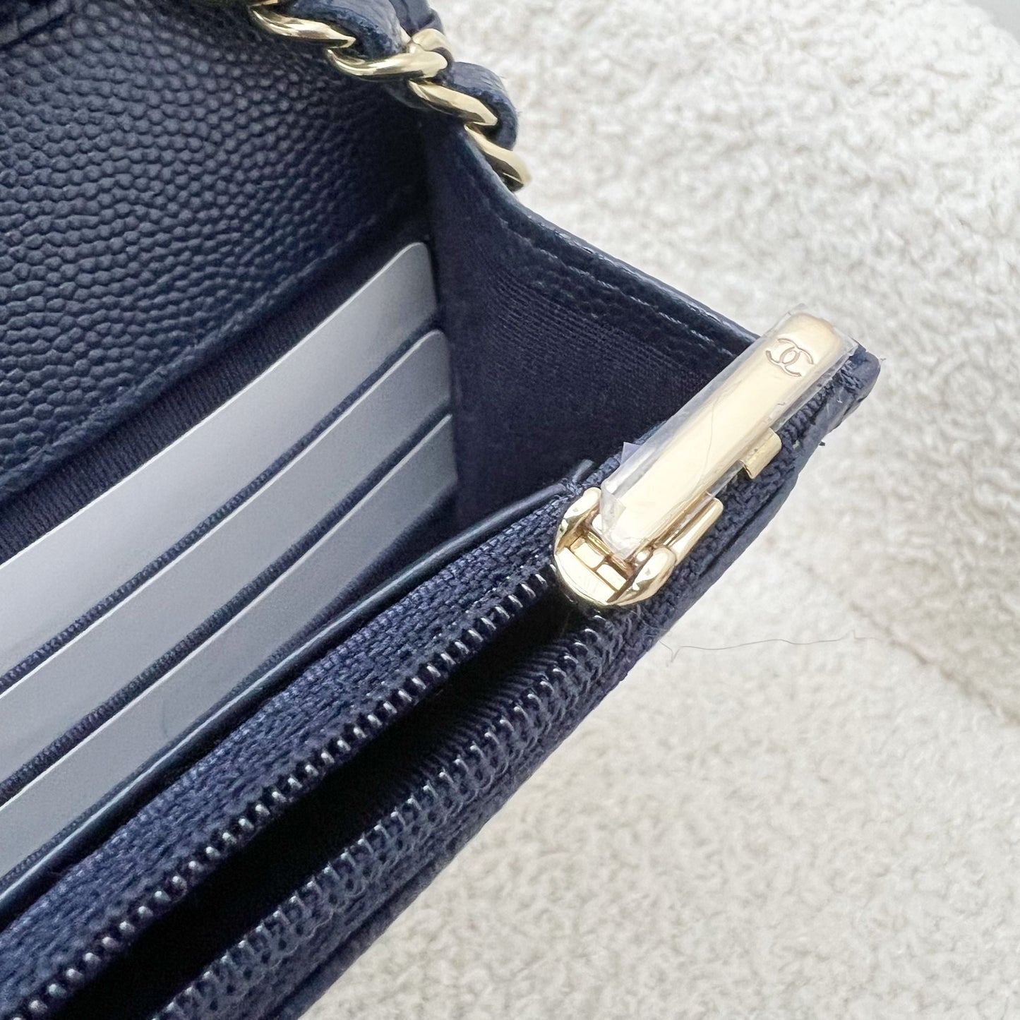 Chanel Classic Wallet on Chain WOC in Navy Blue Caviar and LGHW