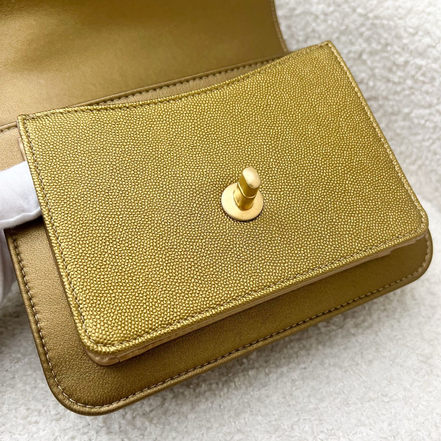 Chanel Seasonal Flap Bag in Gold Shiny Calfskin/Caviar and AGHW