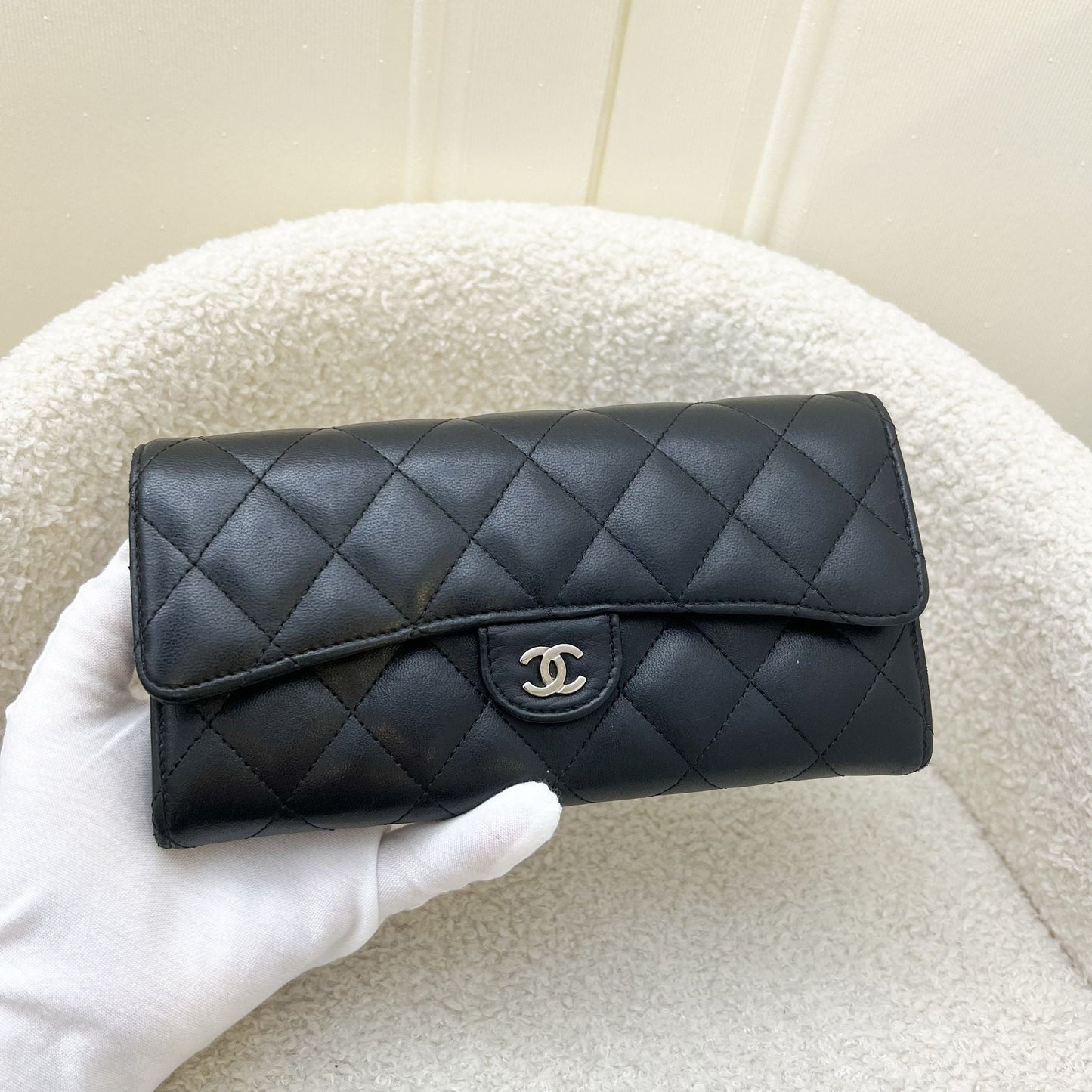 Chanel Classic Long Wallet in Black Lambskin and SHW