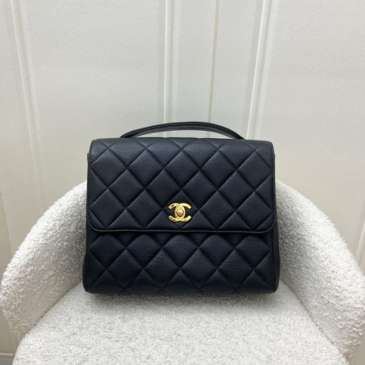 Chanel Vintage Medium Square Flap in Black Caviar and 24K GHW