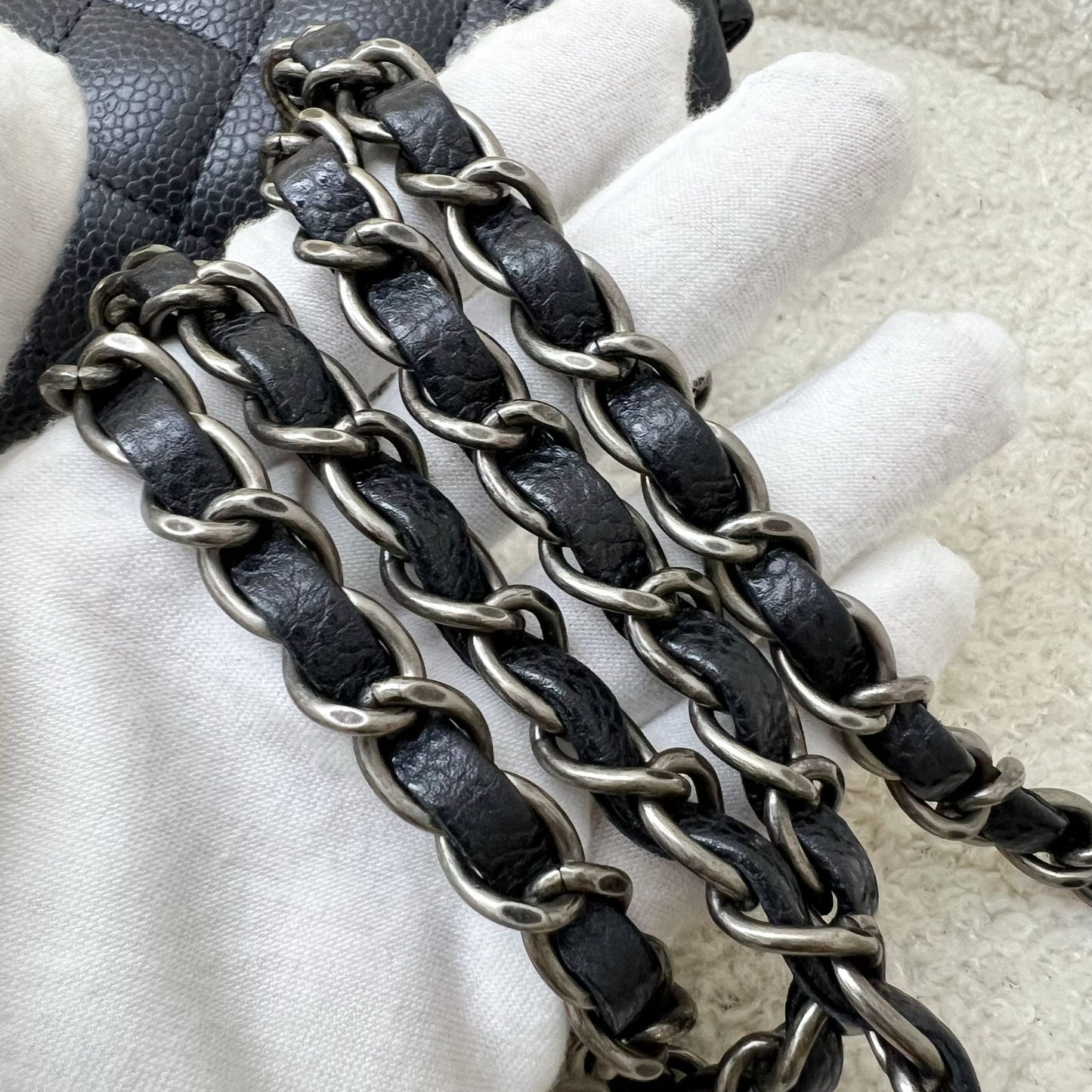 Chanel Classic Mini Square Flap in Navy Blue (Almost Black) Caviar and RHW