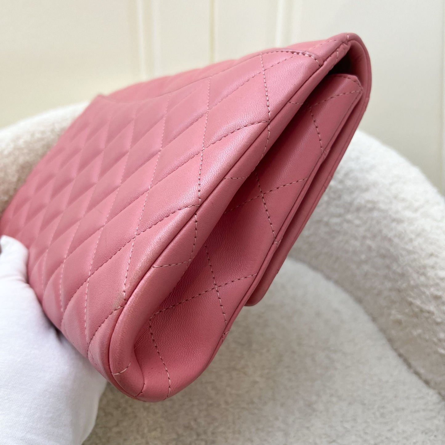 Chanel Timeless Clutch with Chain in Pink Lambskin and SHW