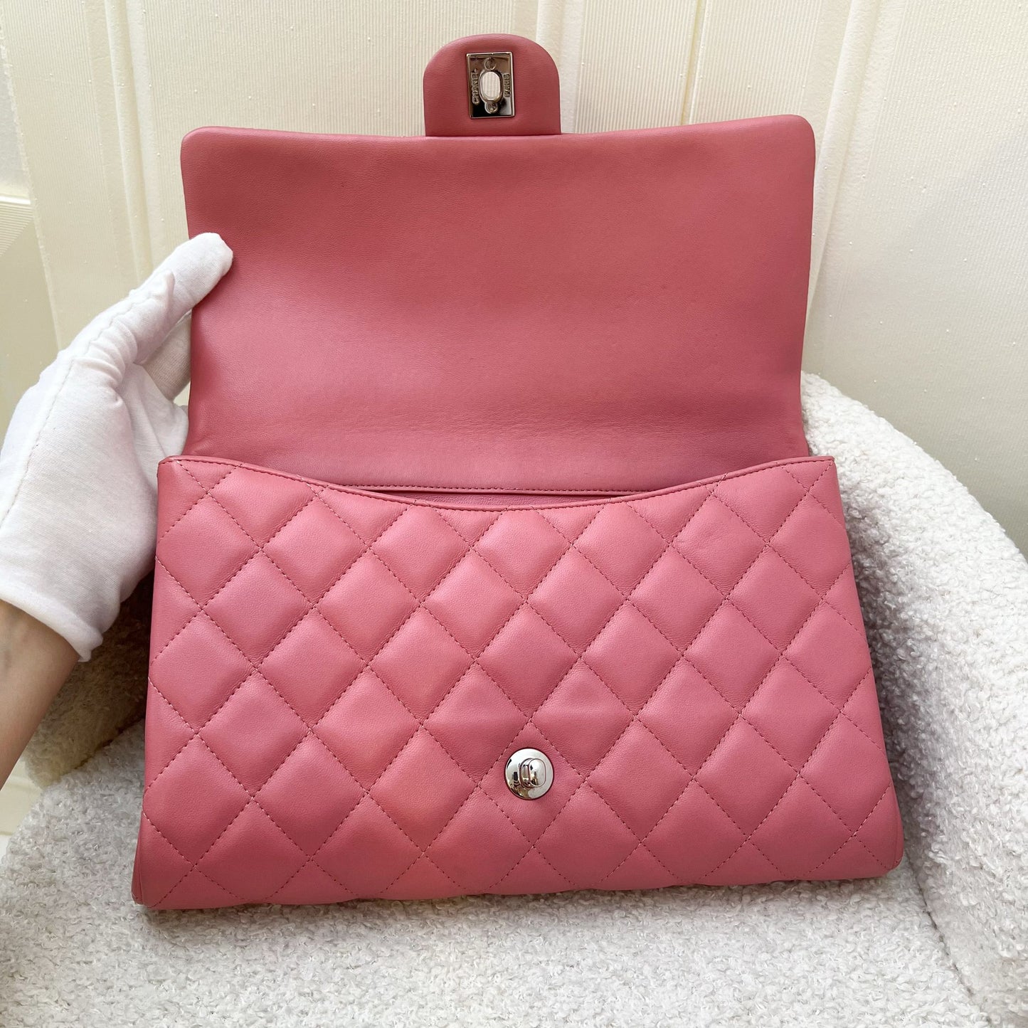 Chanel Timeless Clutch with Chain in Pink Lambskin and SHW