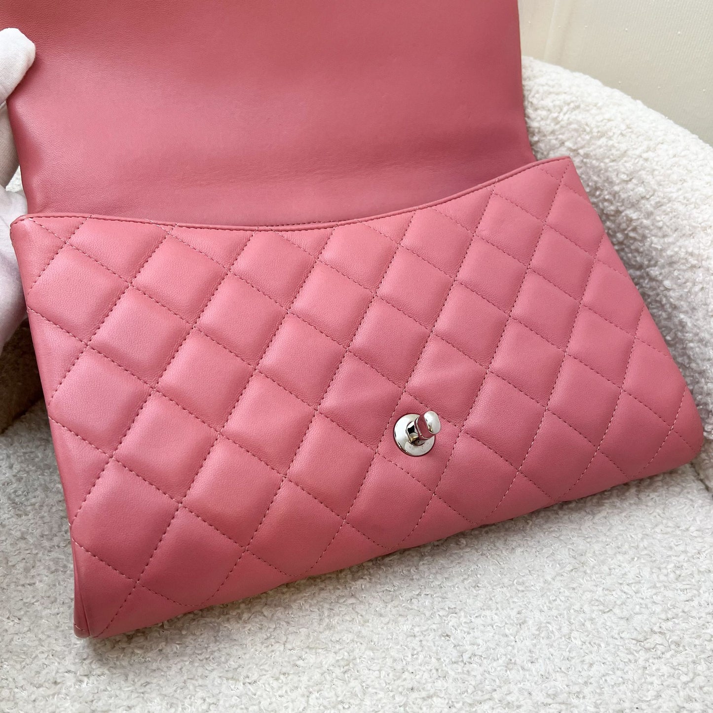 Chanel Timeless Clutch with Chain in Pink Lambskin and SHW