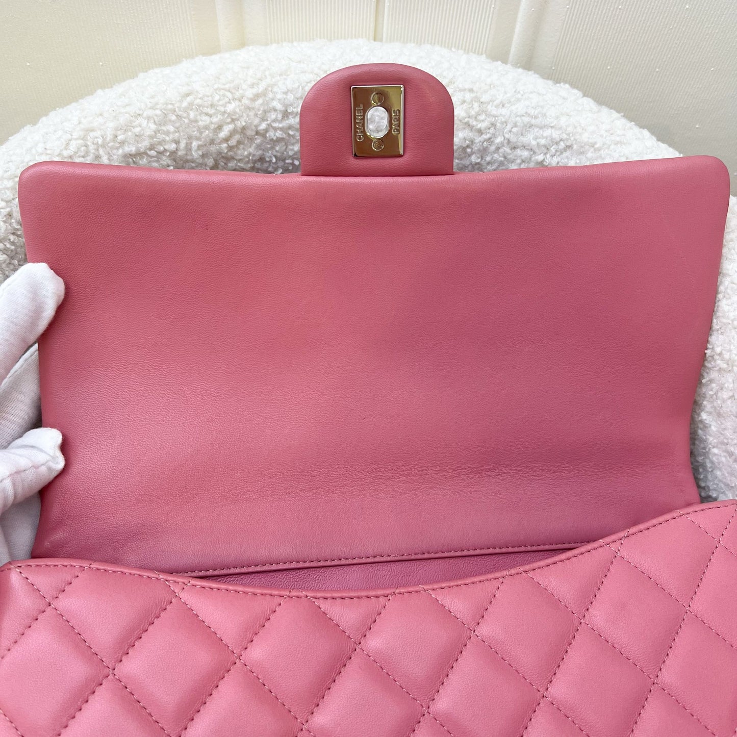 Chanel Timeless Clutch with Chain in Pink Lambskin and SHW