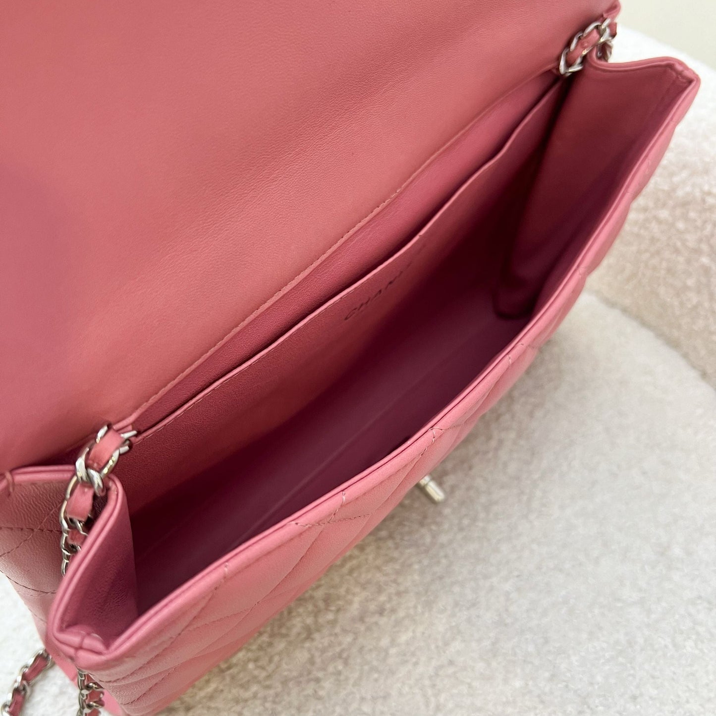 Chanel Timeless Clutch with Chain in Pink Lambskin and SHW
