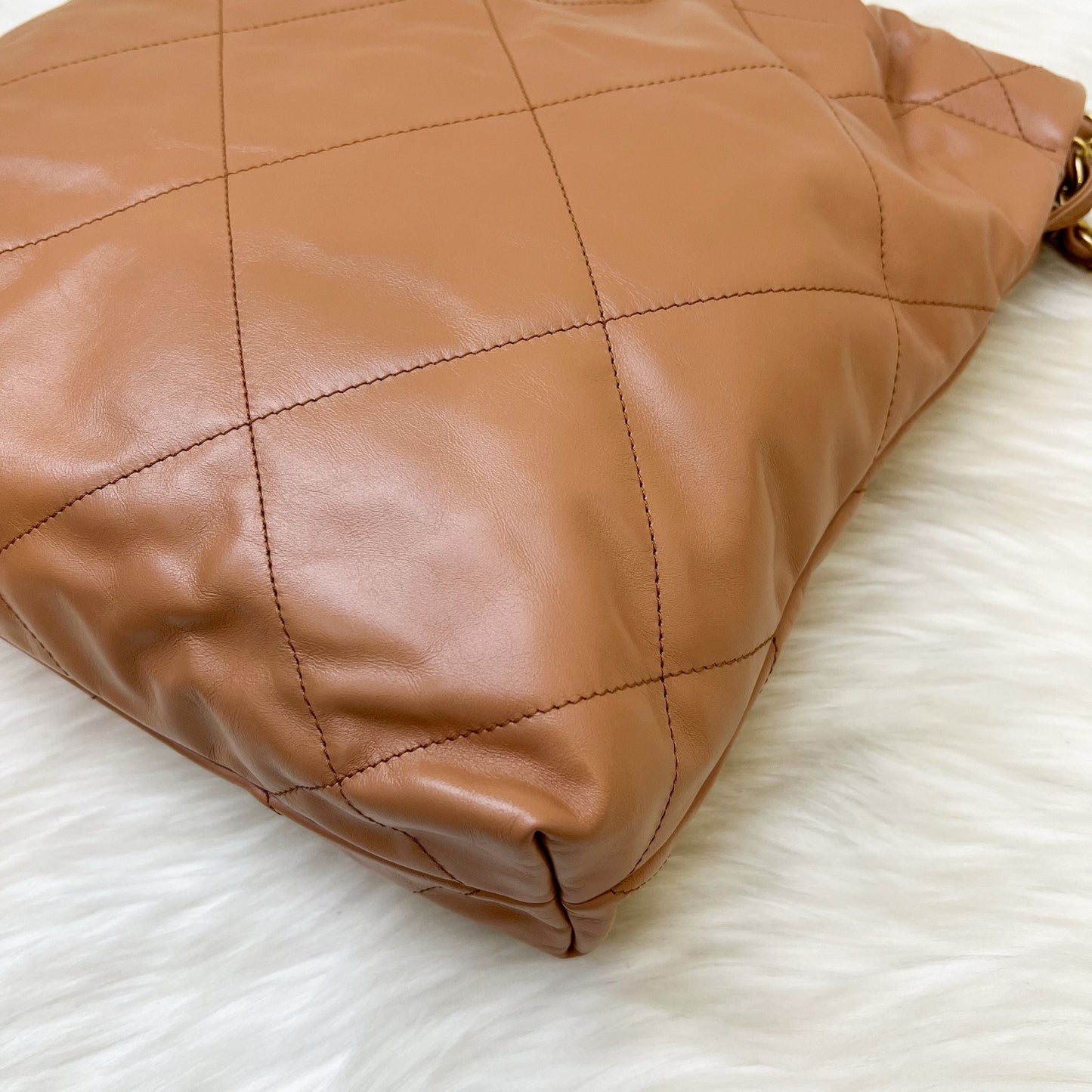 Chanel 22 Small Hobo Handbag in Caramel Calfskin and AGHW