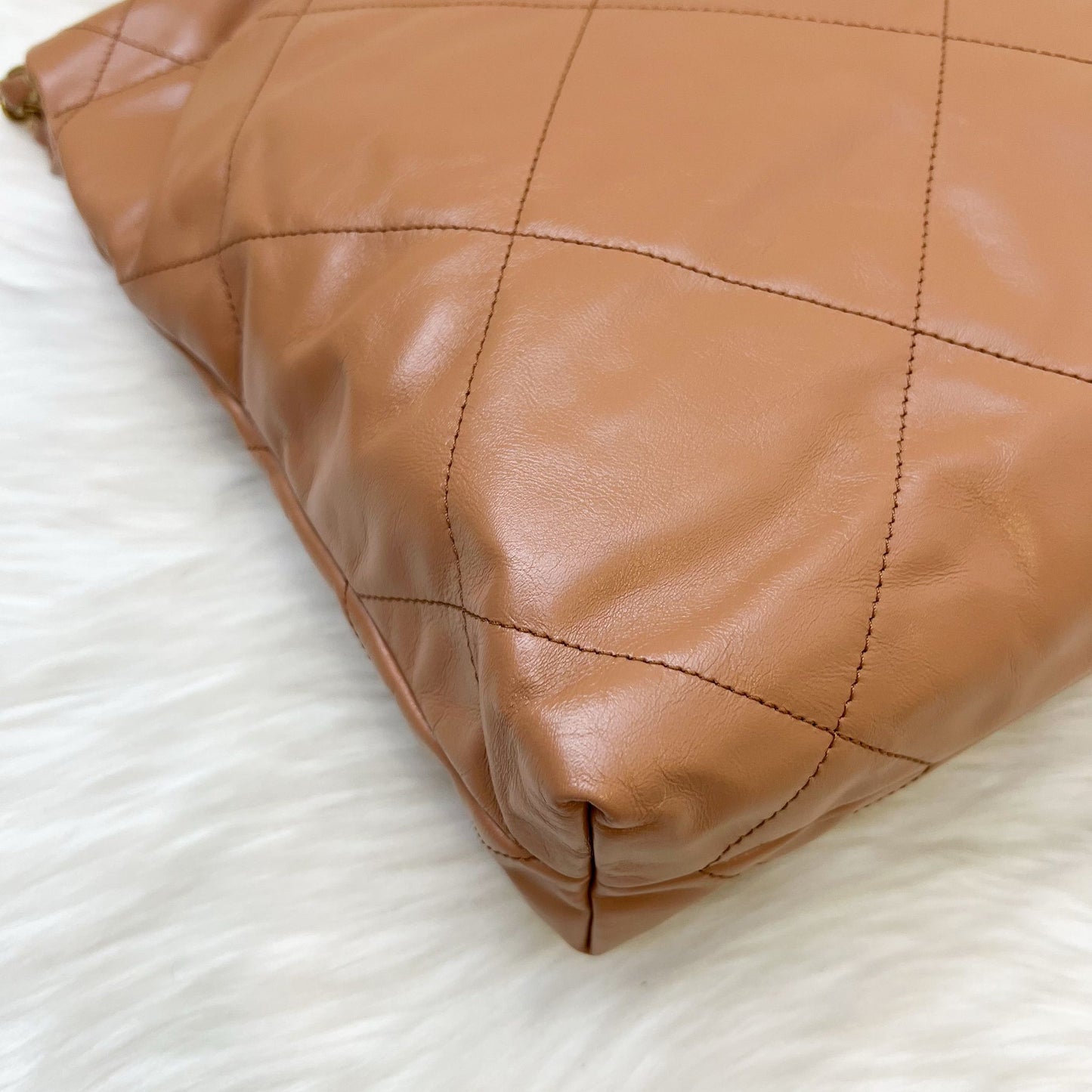 Chanel 22 Small Hobo Handbag in Caramel Calfskin and AGHW