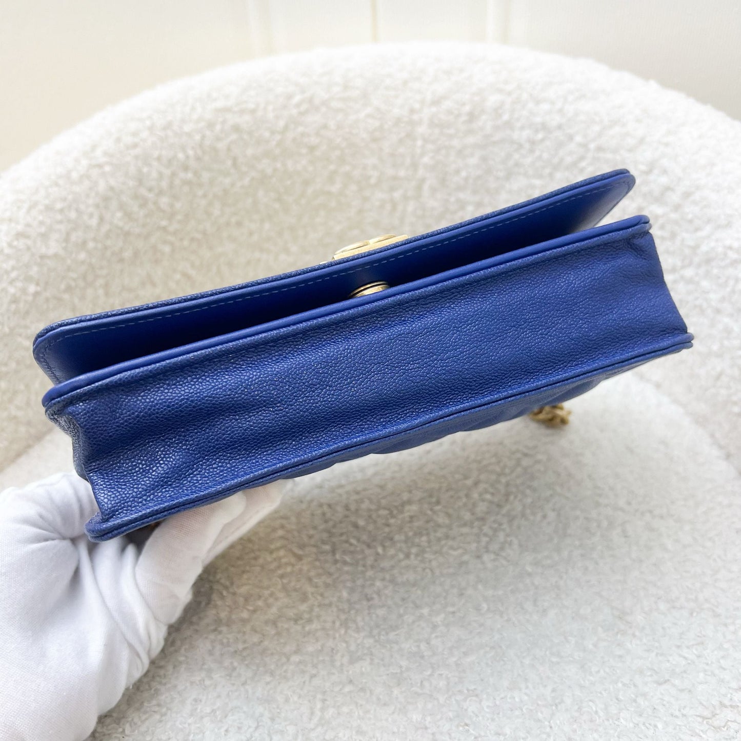 Chanel Boy Wallet on Chain WOC in Blue Caviar and AGHW