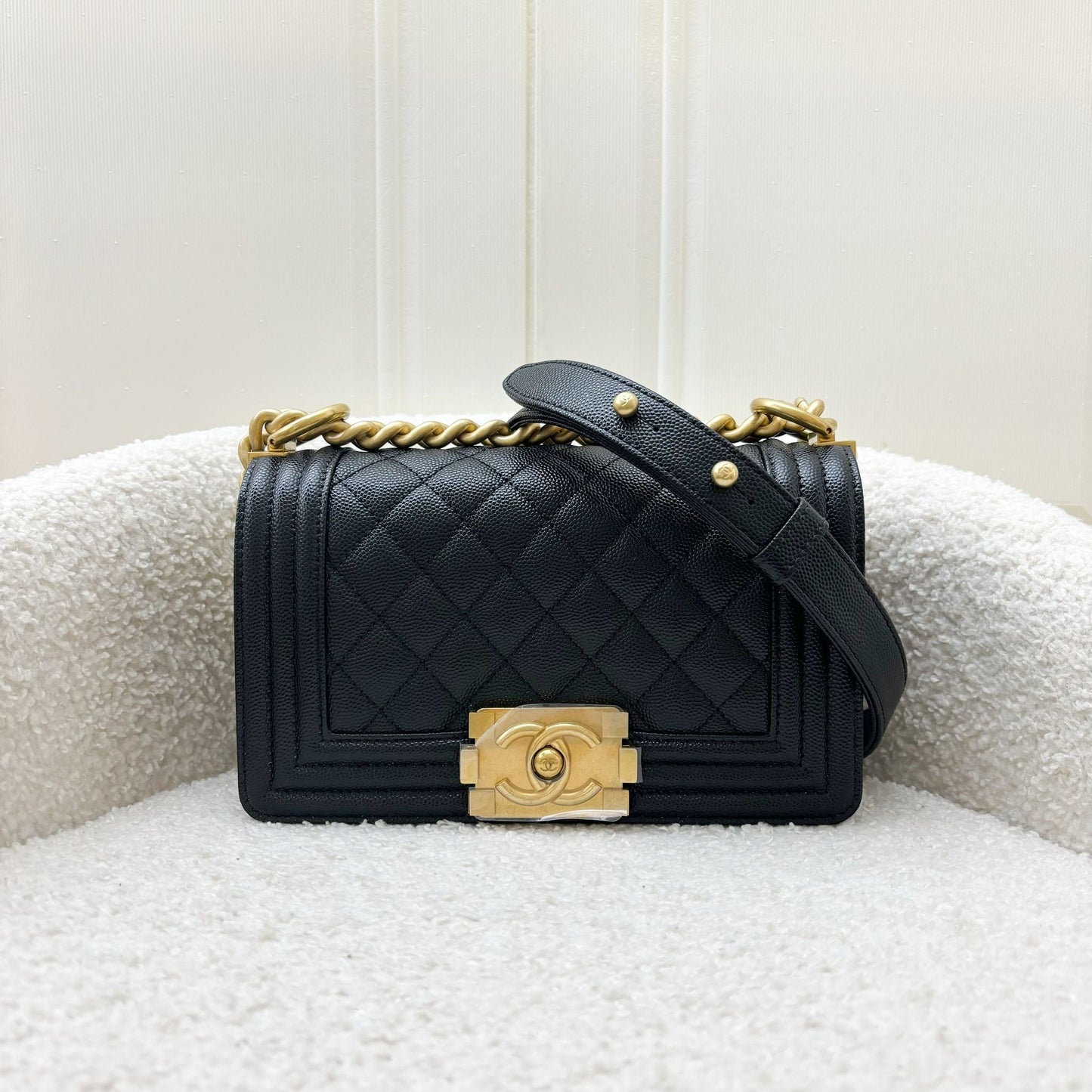 Chanel Small 20cm Boy Flap in Black Caviar and AGHW