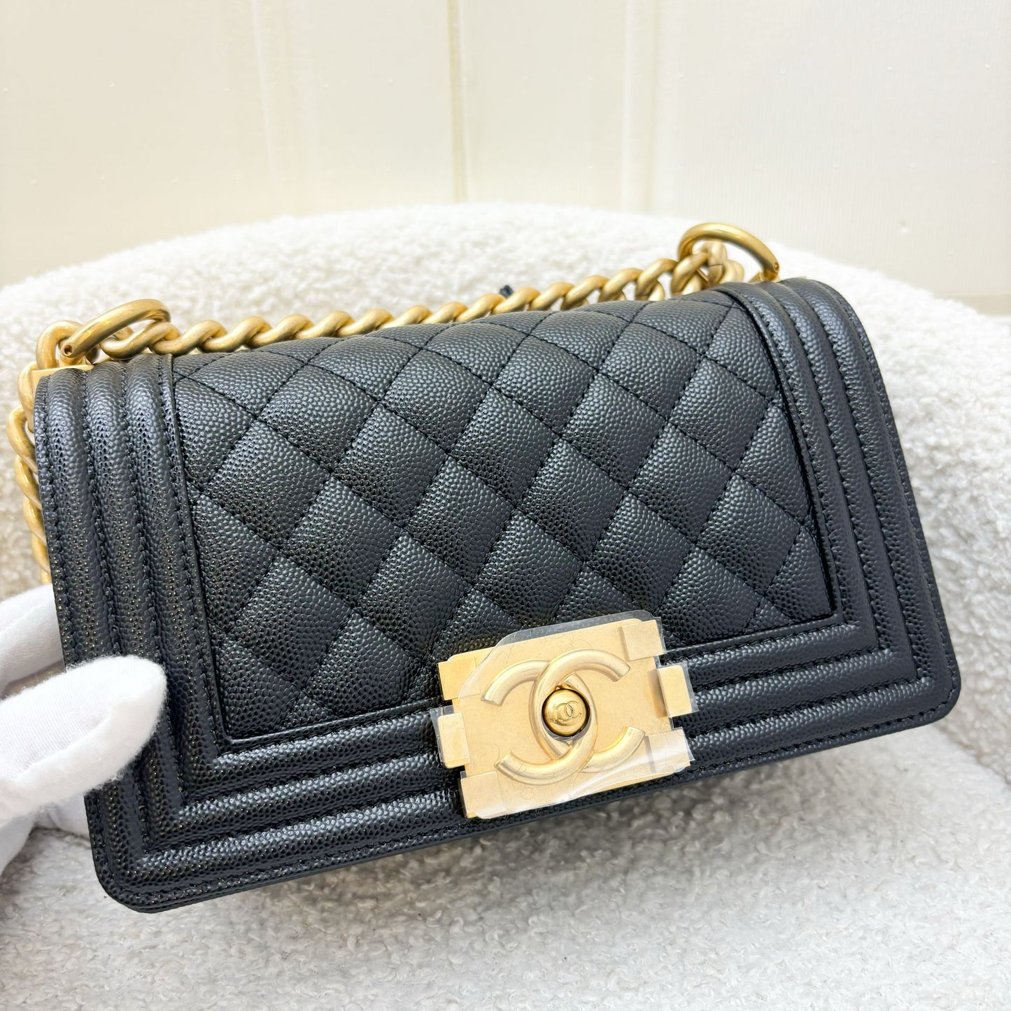 Chanel Small 20cm Boy Flap in Black Caviar and AGHW