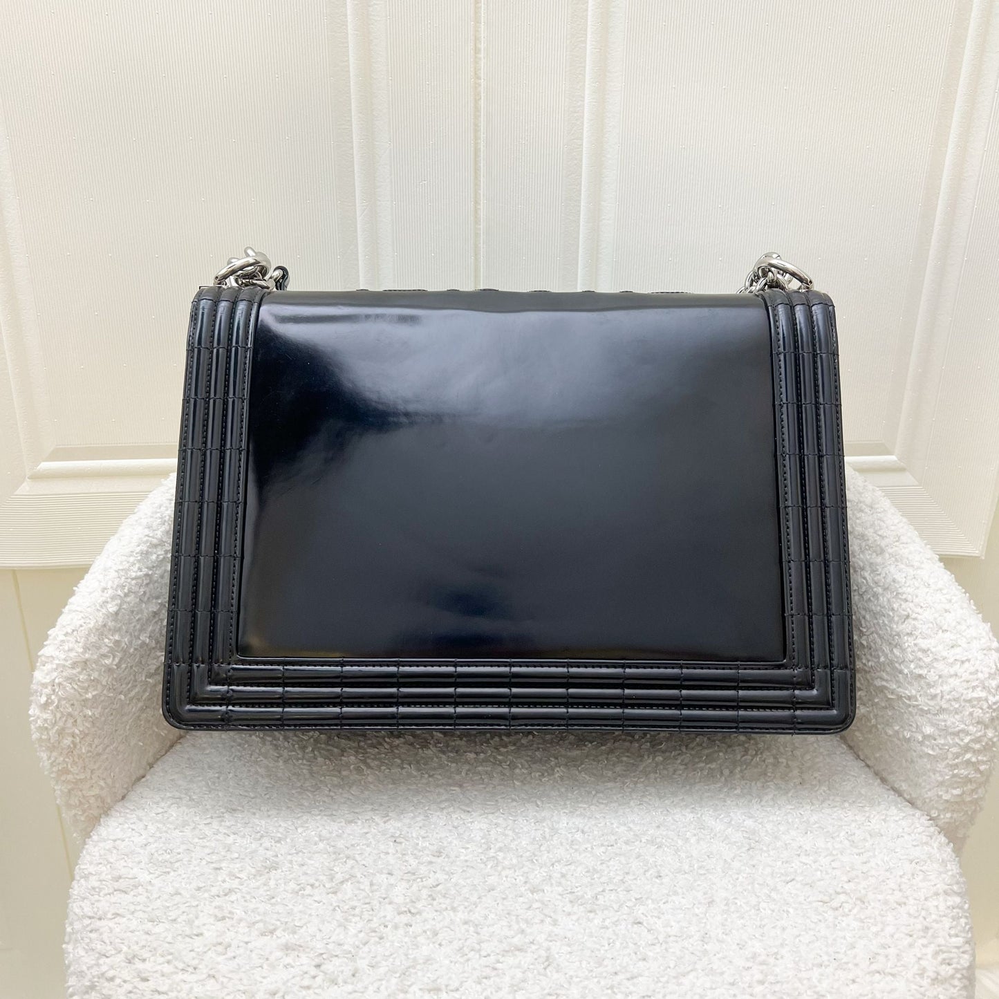 Chanel Medium 25cm Boy Flap in Black Shiny Calfskin and SHW
