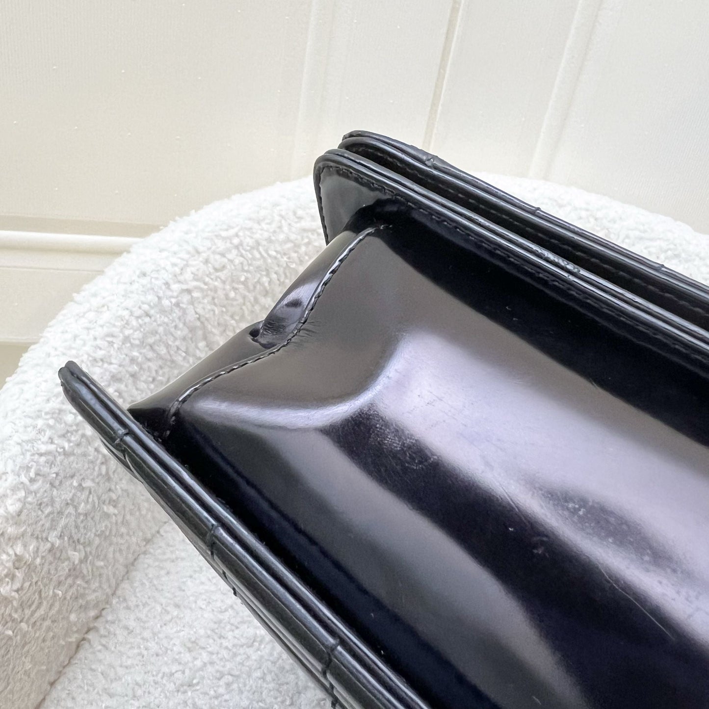 Chanel Medium 25cm Boy Flap in Black Shiny Calfskin and SHW