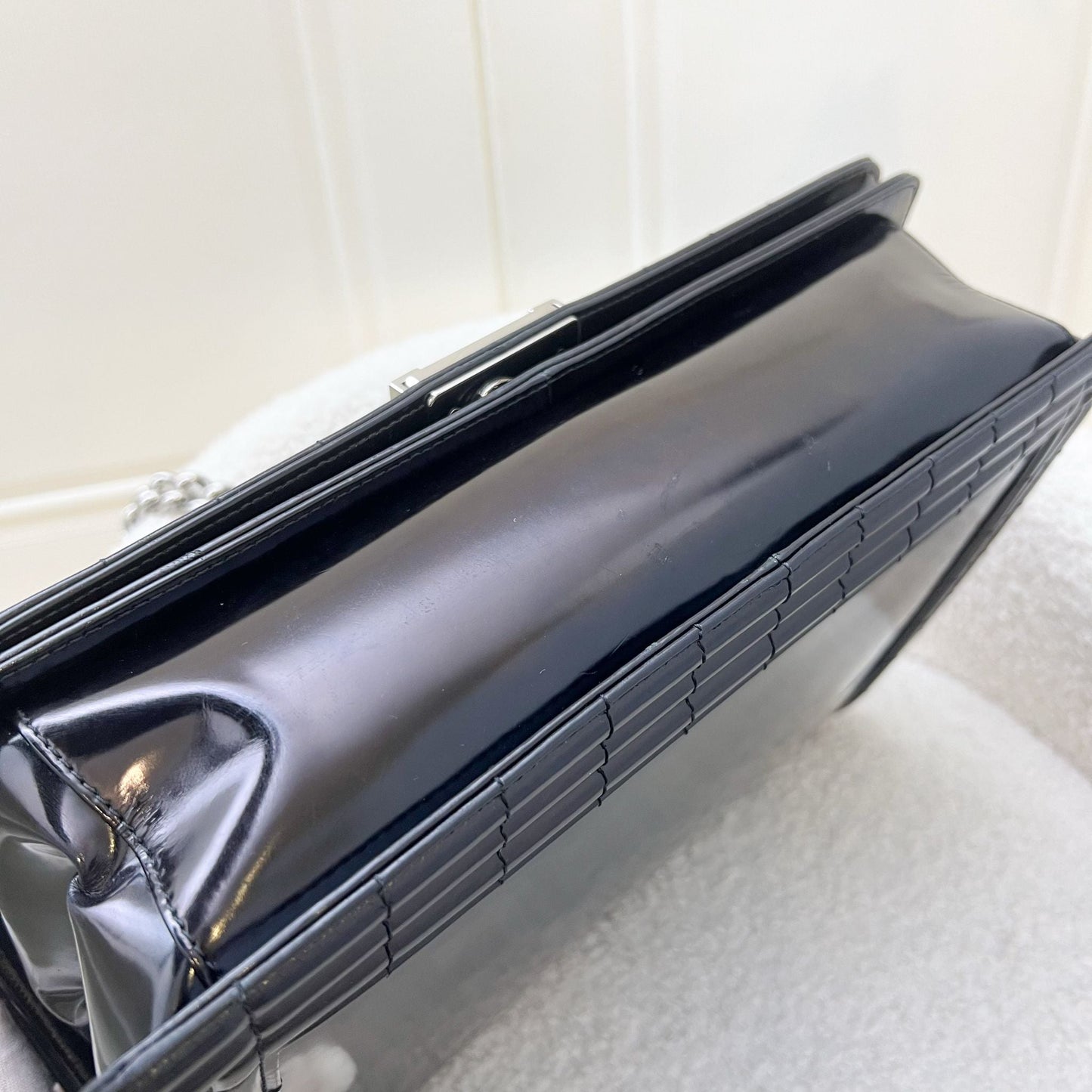 Chanel Medium 25cm Boy Flap in Black Shiny Calfskin and SHW