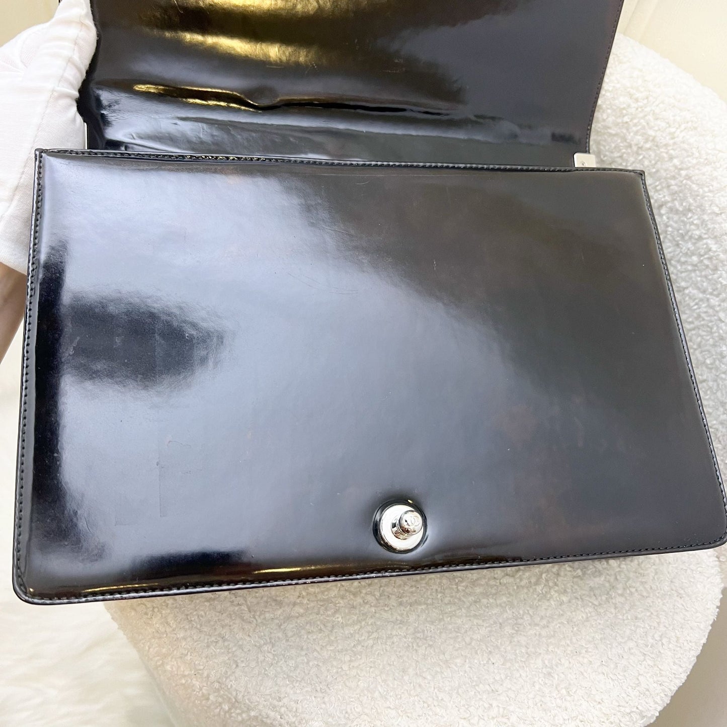 Chanel Medium 25cm Boy Flap in Black Shiny Calfskin and SHW