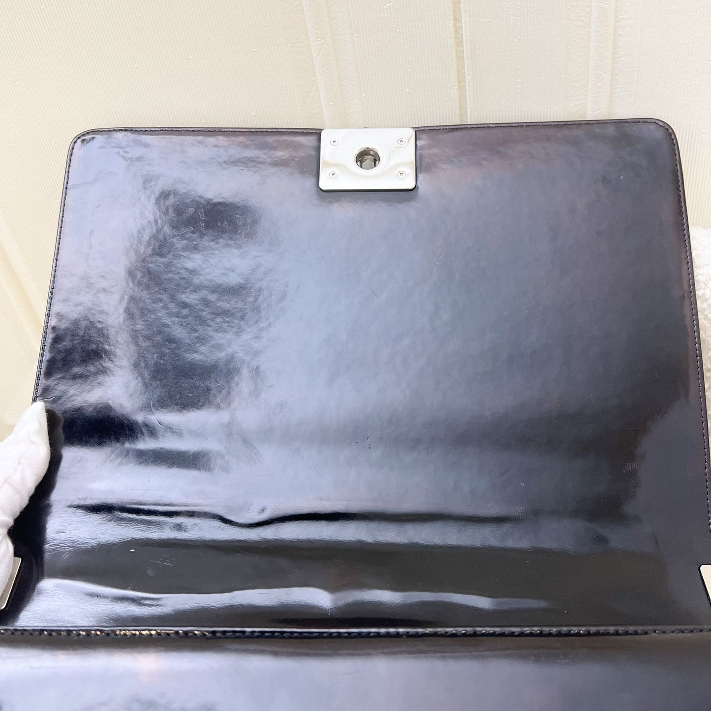 Chanel Medium 25cm Boy Flap in Black Shiny Calfskin and SHW